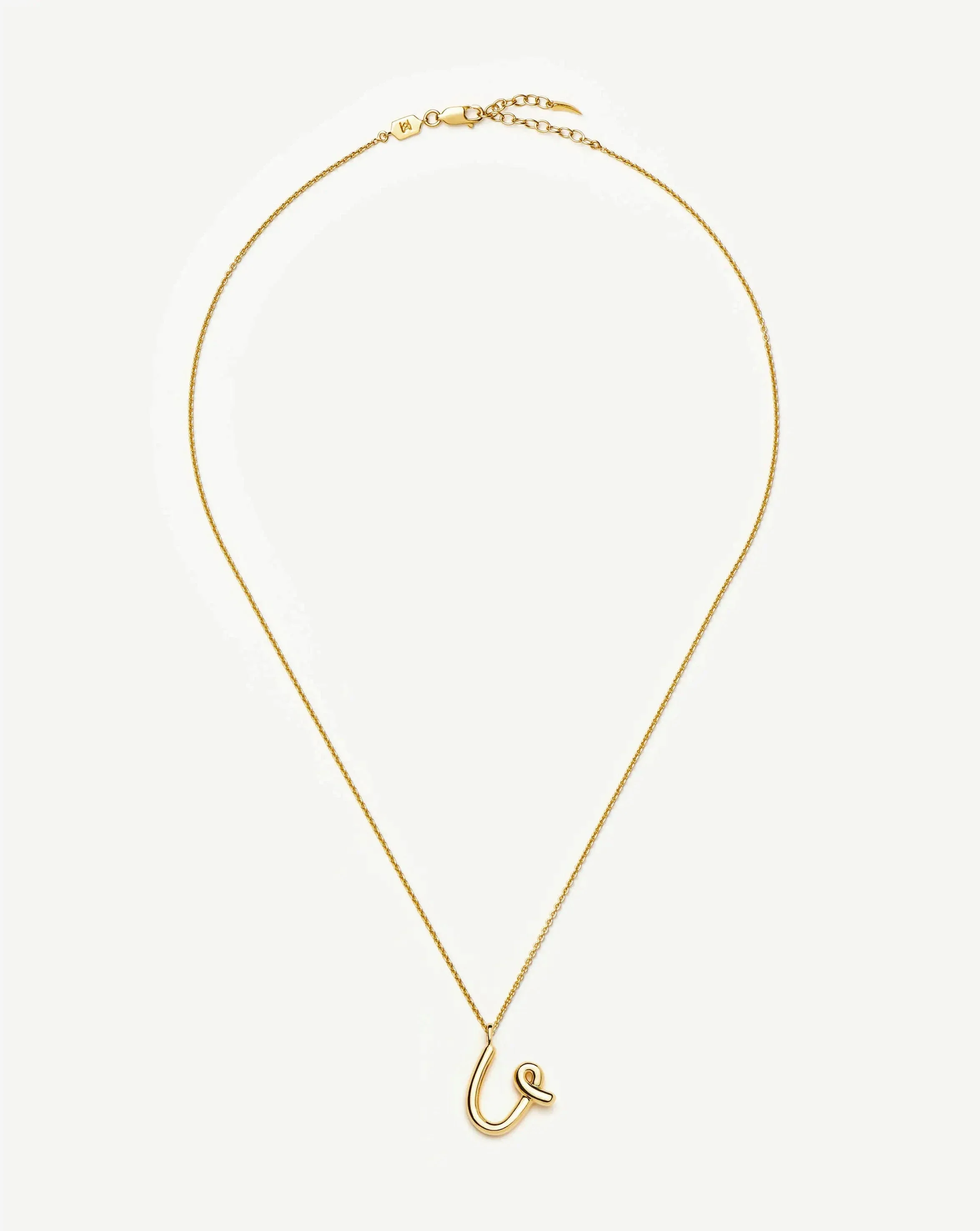 Curly Molten Initial Pendant Necklace - U | 18k Gold Vermeil - Image 3