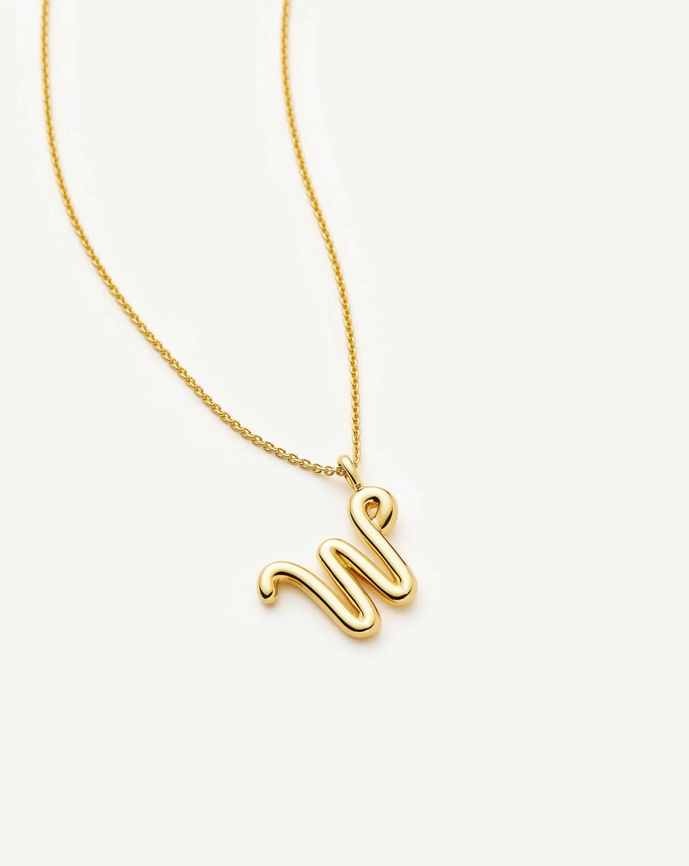 Curly Molten Initial Pendant Necklace - W | 18k Gold Vermeil - Image 2