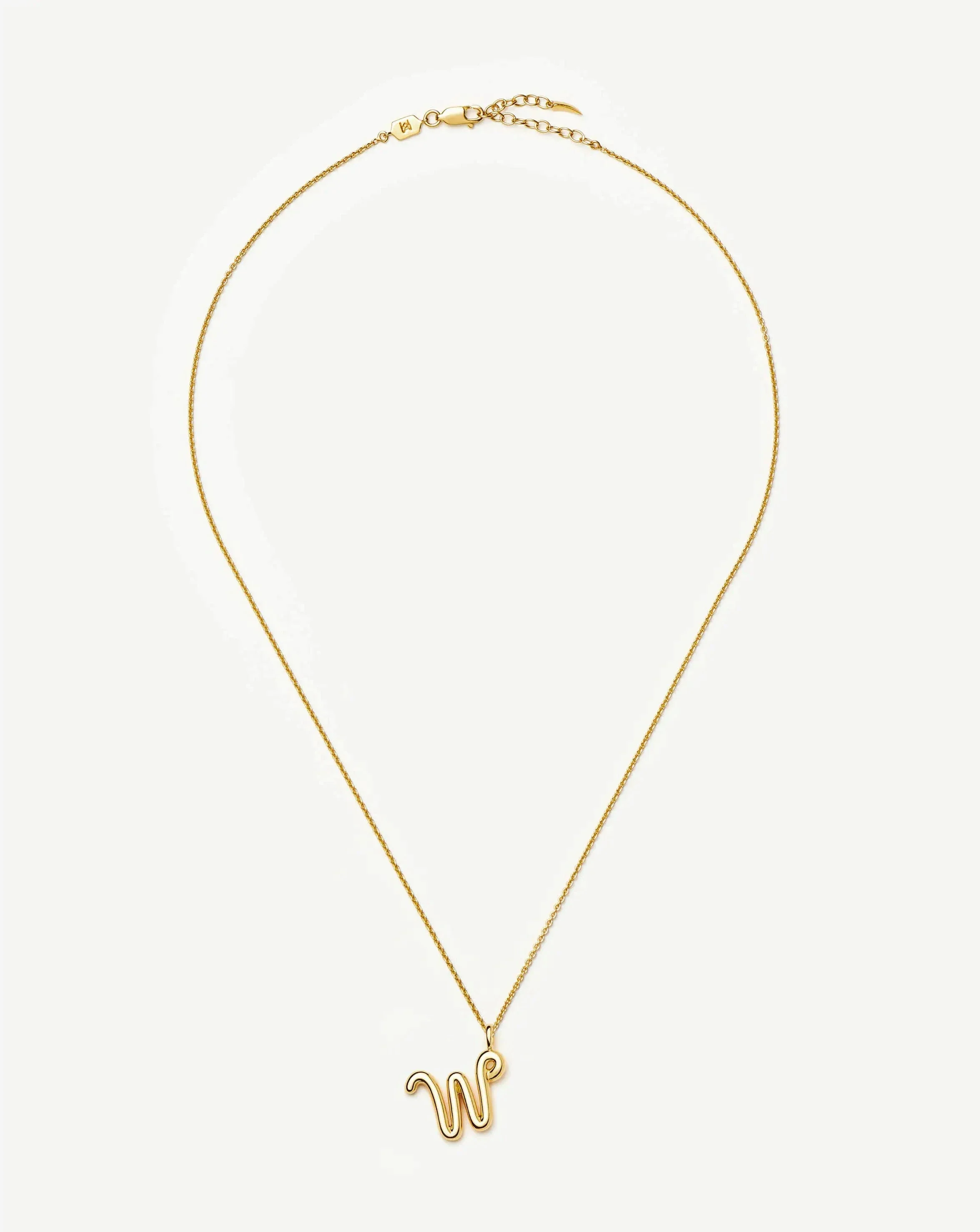 Curly Molten Initial Pendant Necklace - W | 18k Gold Vermeil - Image 3