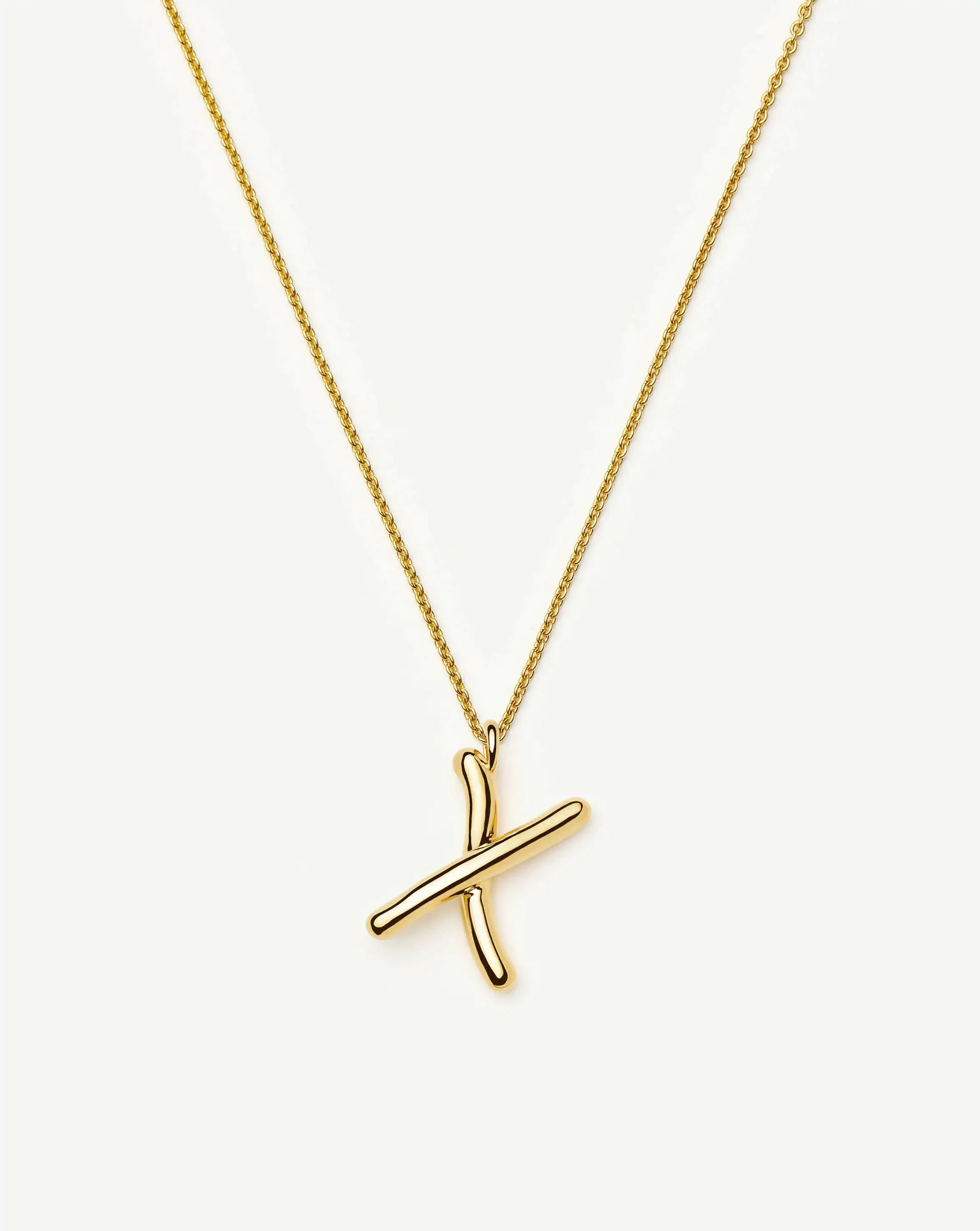 Curly Molten Initial Pendant Necklace - X | 18k Gold Vermeil