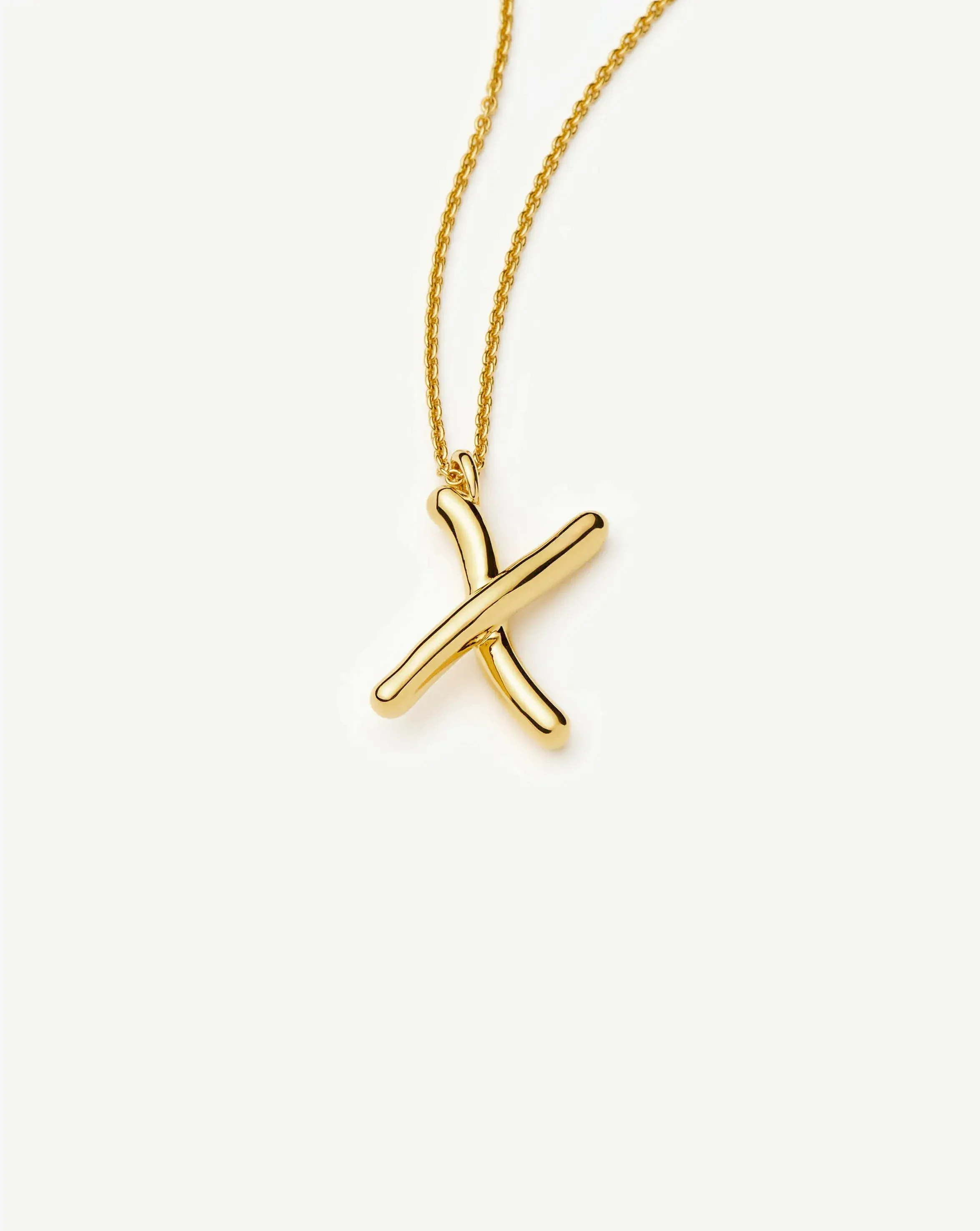 Curly Molten Initial Pendant Necklace - X | 18k Gold Vermeil - Image 2