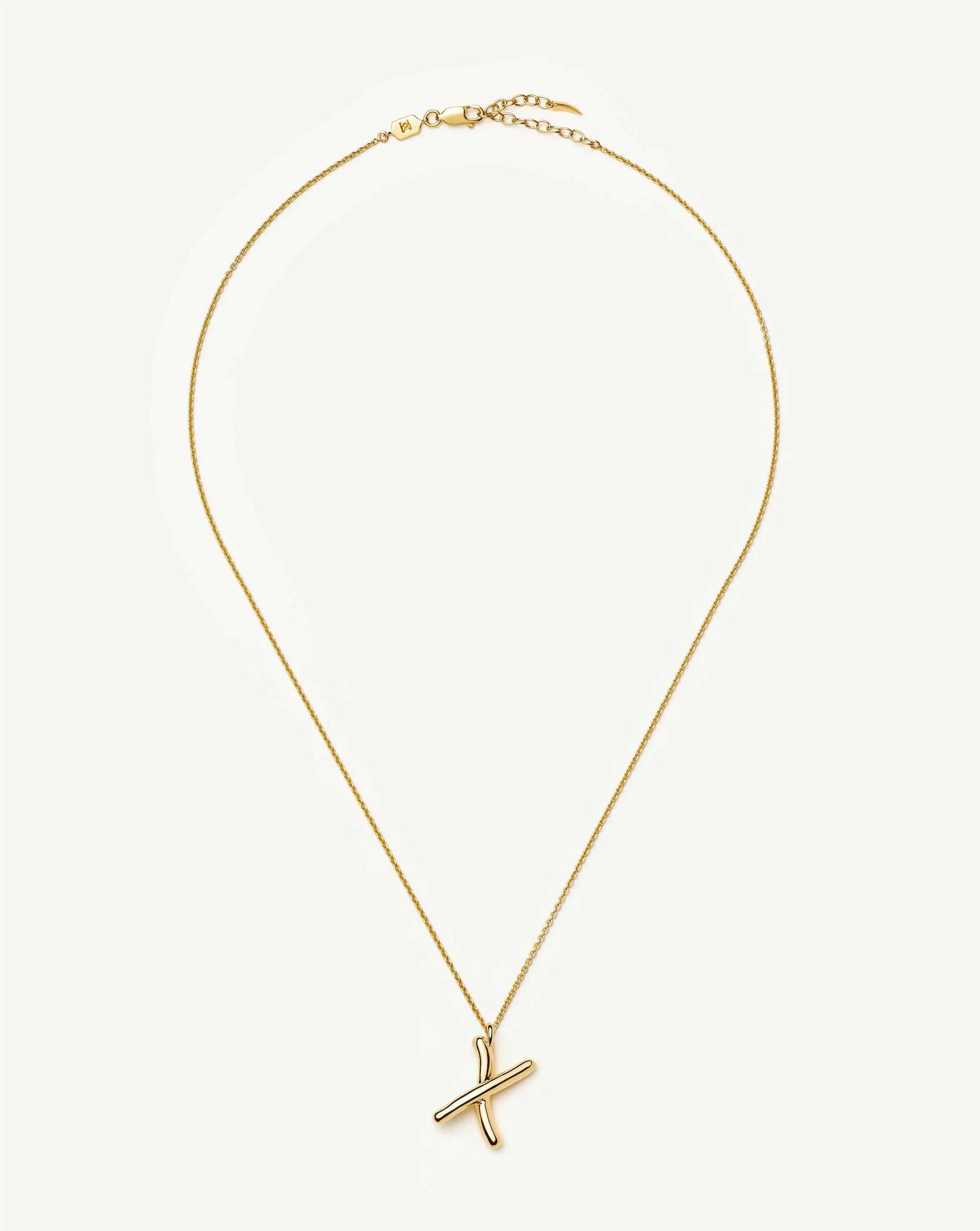 Curly Molten Initial Pendant Necklace - X | 18k Gold Vermeil - Image 3