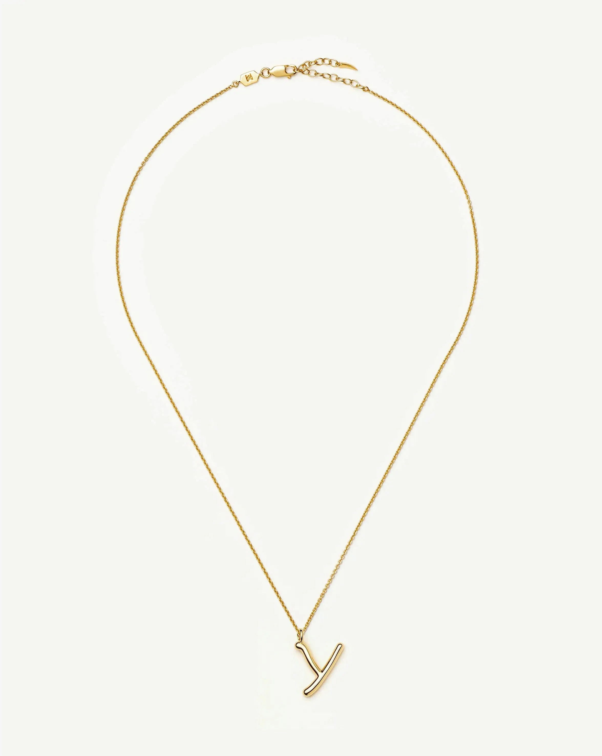 Curly Molten Initial Pendant Necklace - Y | 18k Gold Vermeil - Image 3