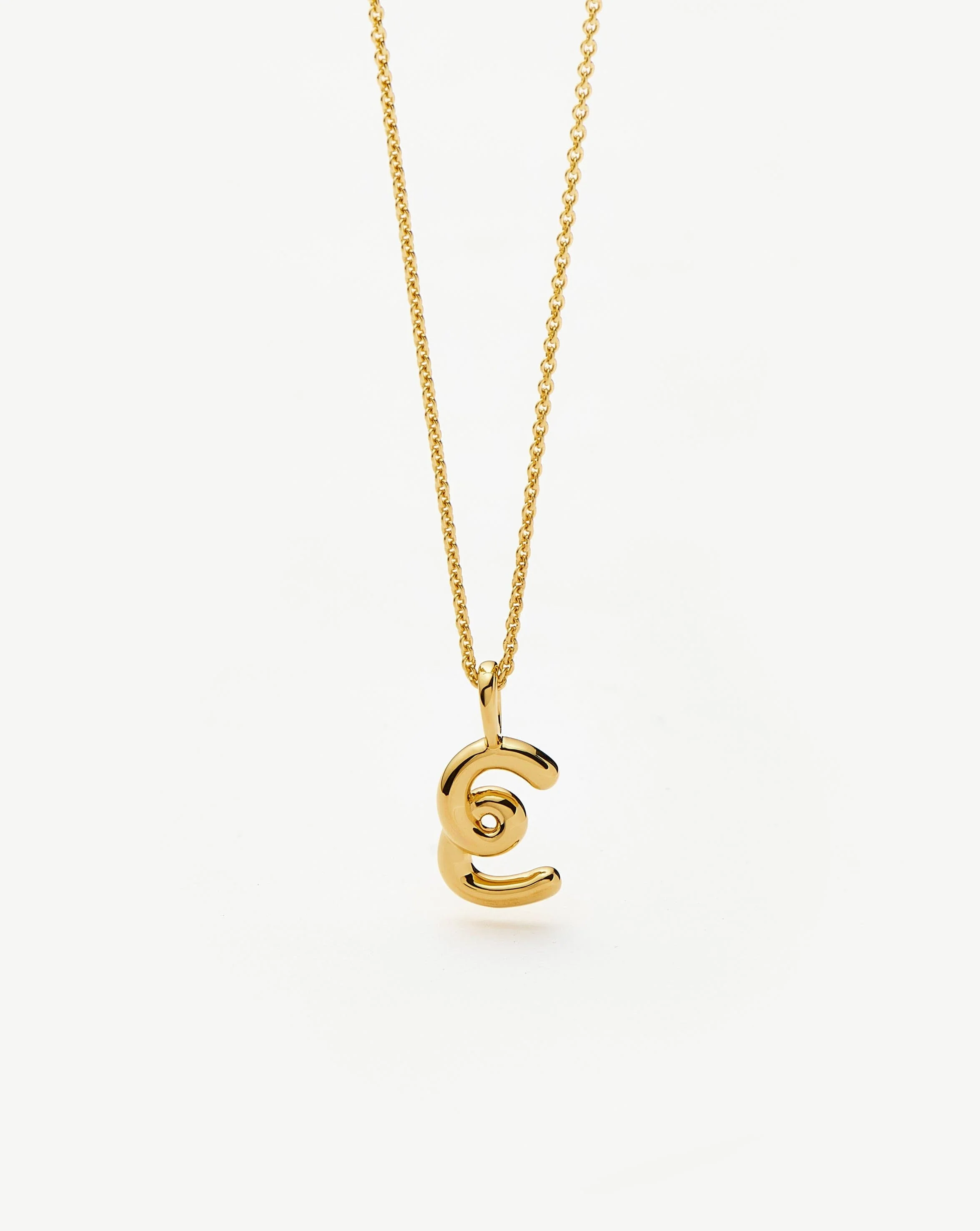 Curly Molten Mini Initial Necklace - E | 18k Gold Vermeil - Image 5