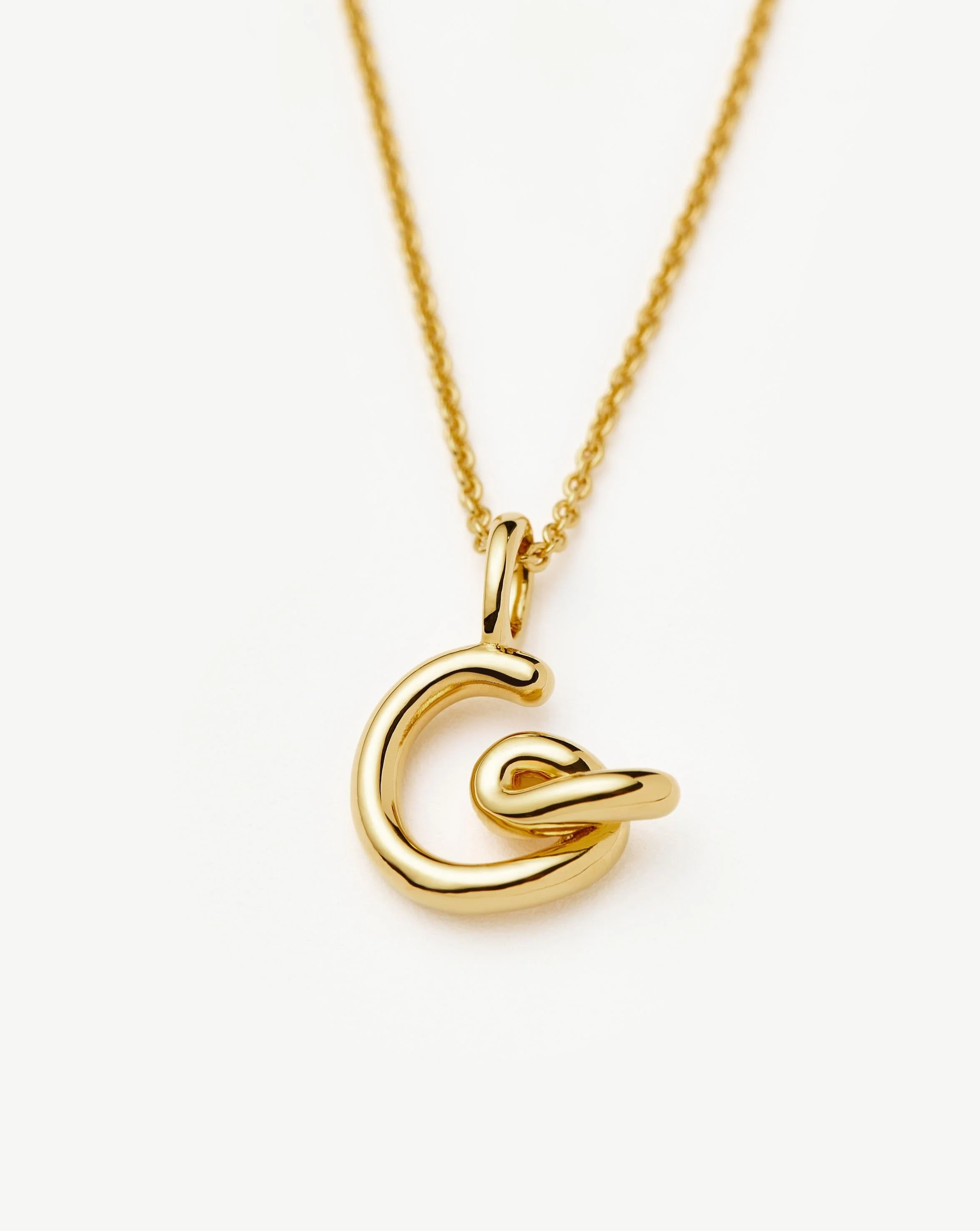Curly Molten Mini Initial Necklace - G | 18k Gold Vermeil - Image 2