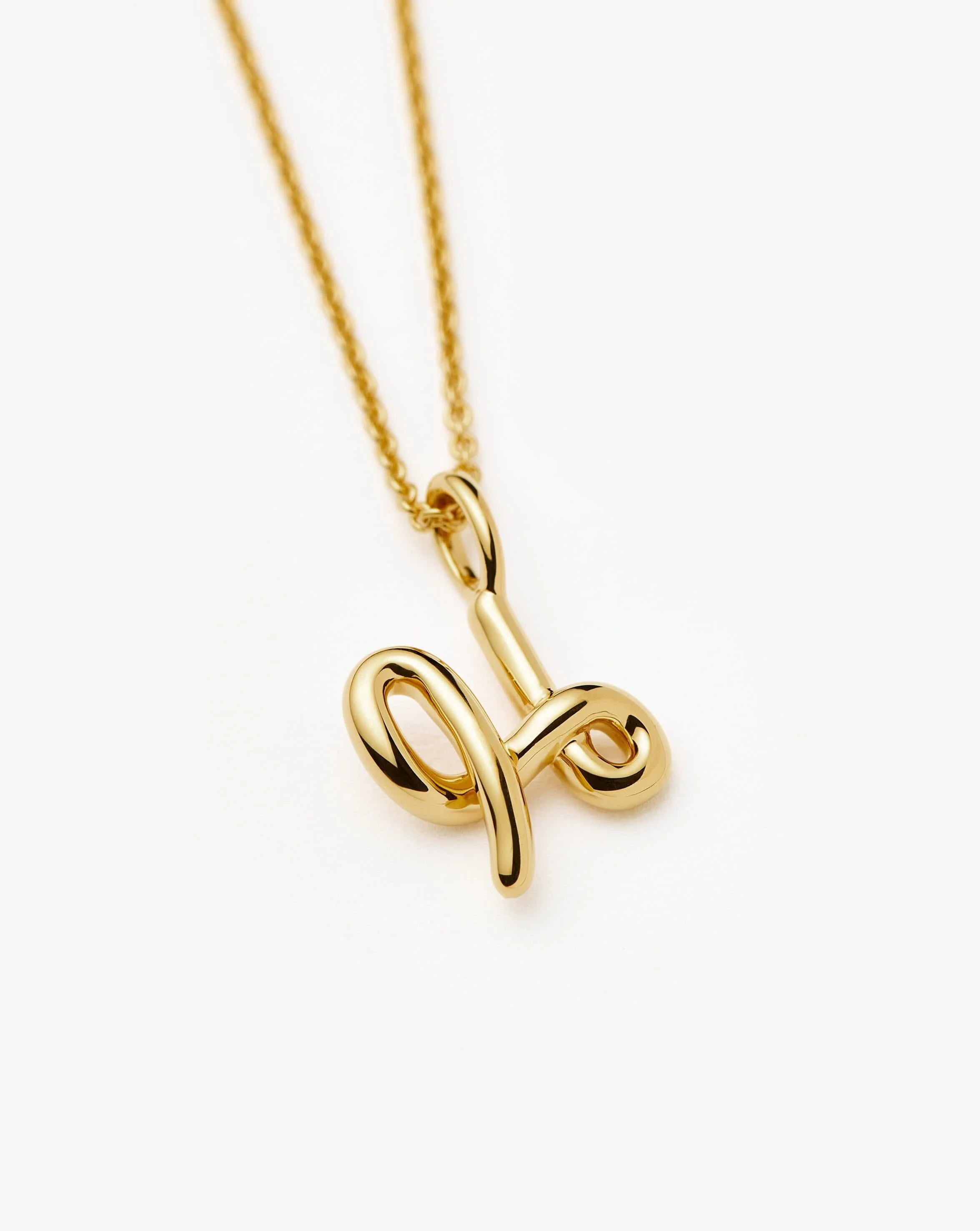 Curly Molten Mini Initial Necklace - H | 18k Gold Vermeil - Image 4