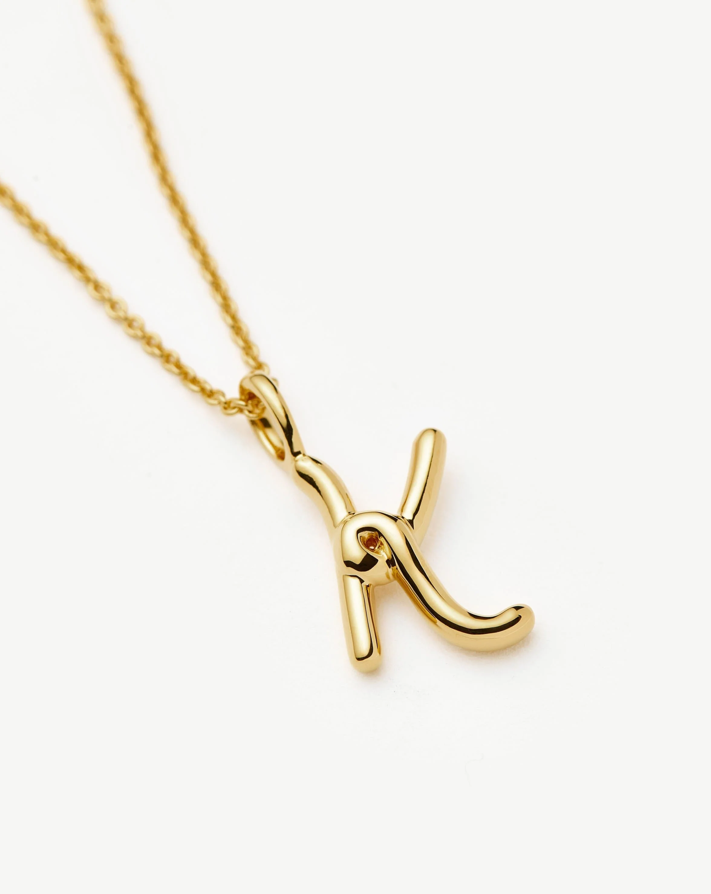 Curly Molten Mini Initial Necklace - K | 18k Gold Vermeil - Image 2