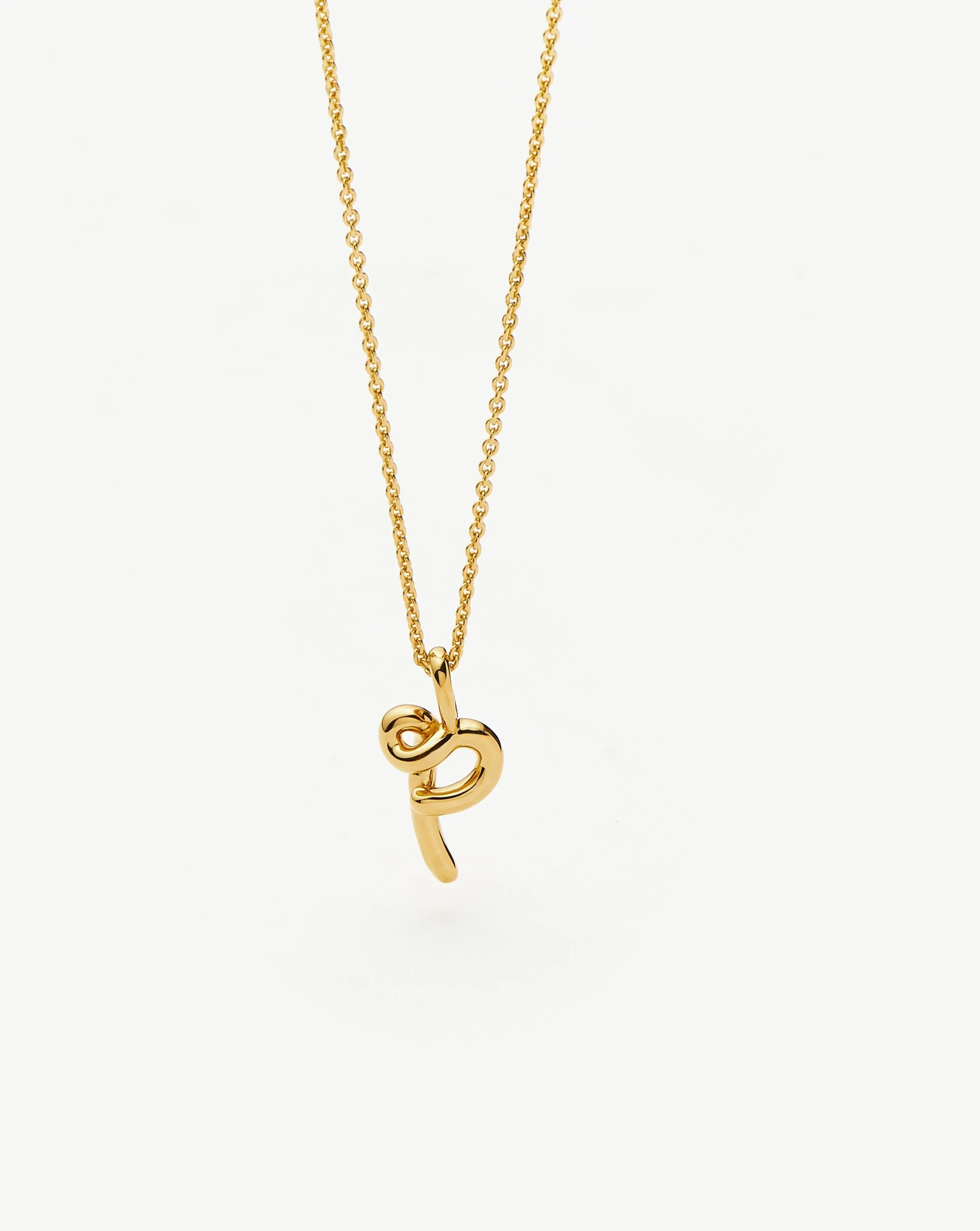 Curly Molten Mini Initial Necklace - P | 18k Gold Vermeil - Image 2