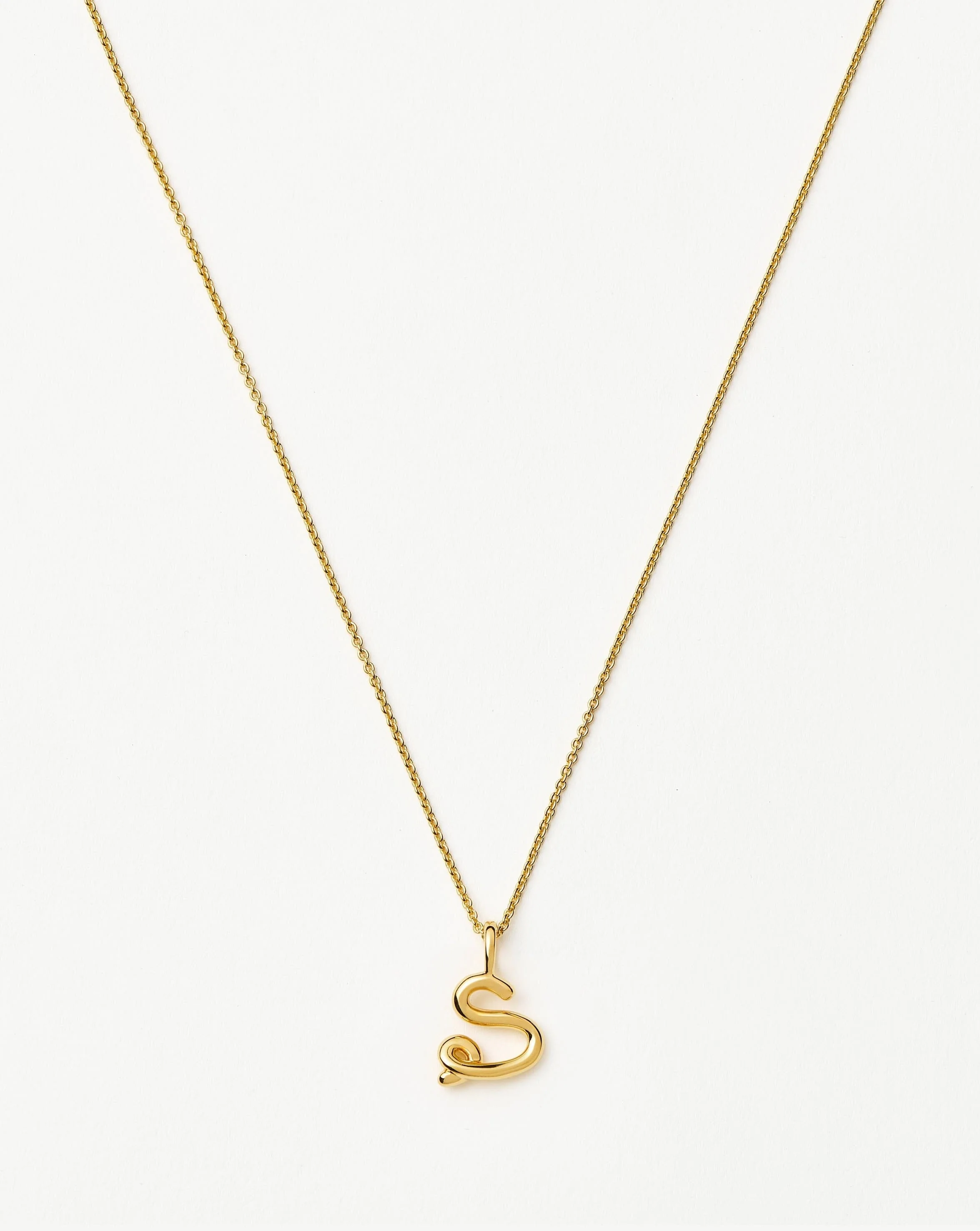 Curly Molten Mini Initial Necklace - S | 18k Gold Vermeil