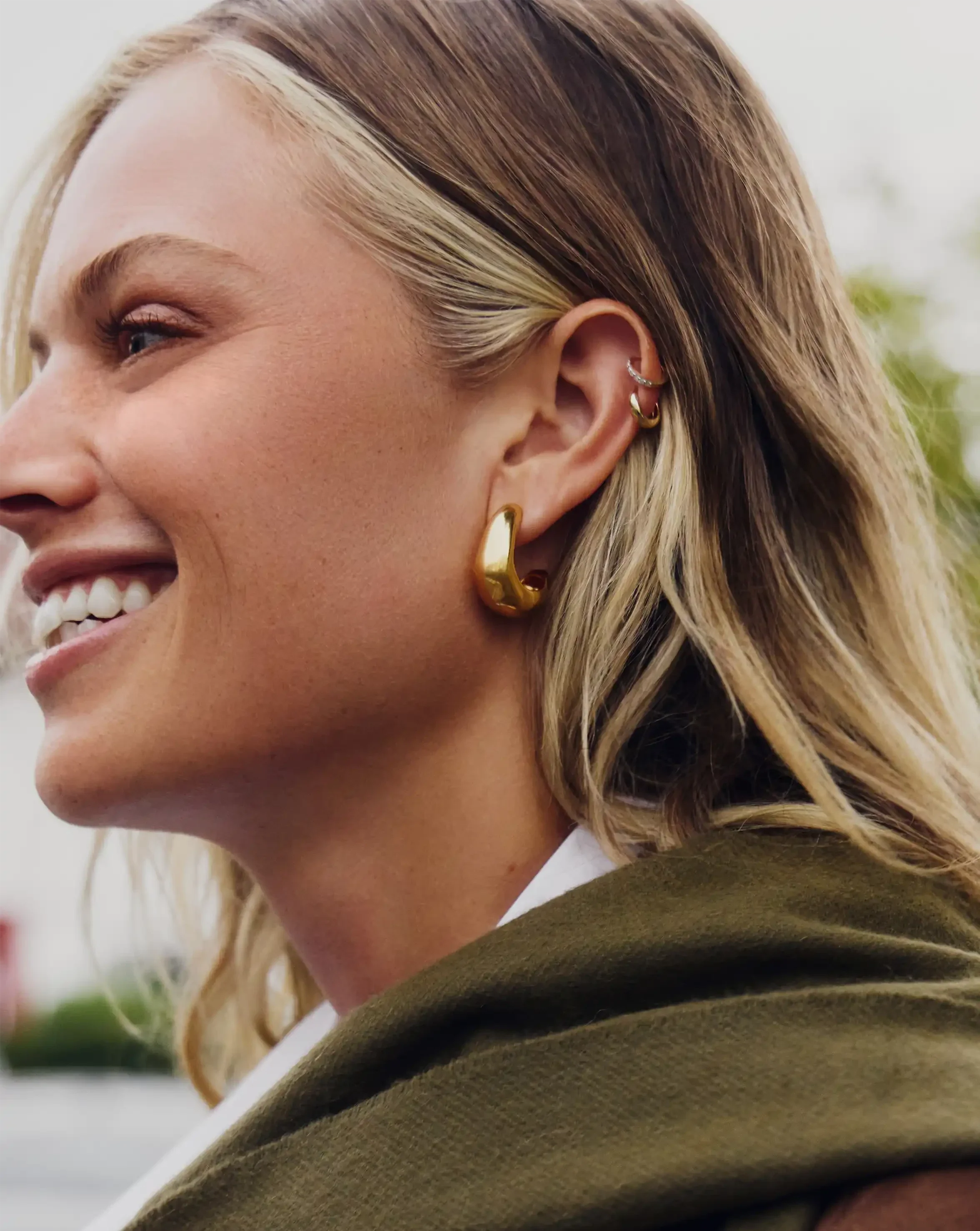 Dome Medium Hoop Earrings | 18k Gold Plated - Image 2