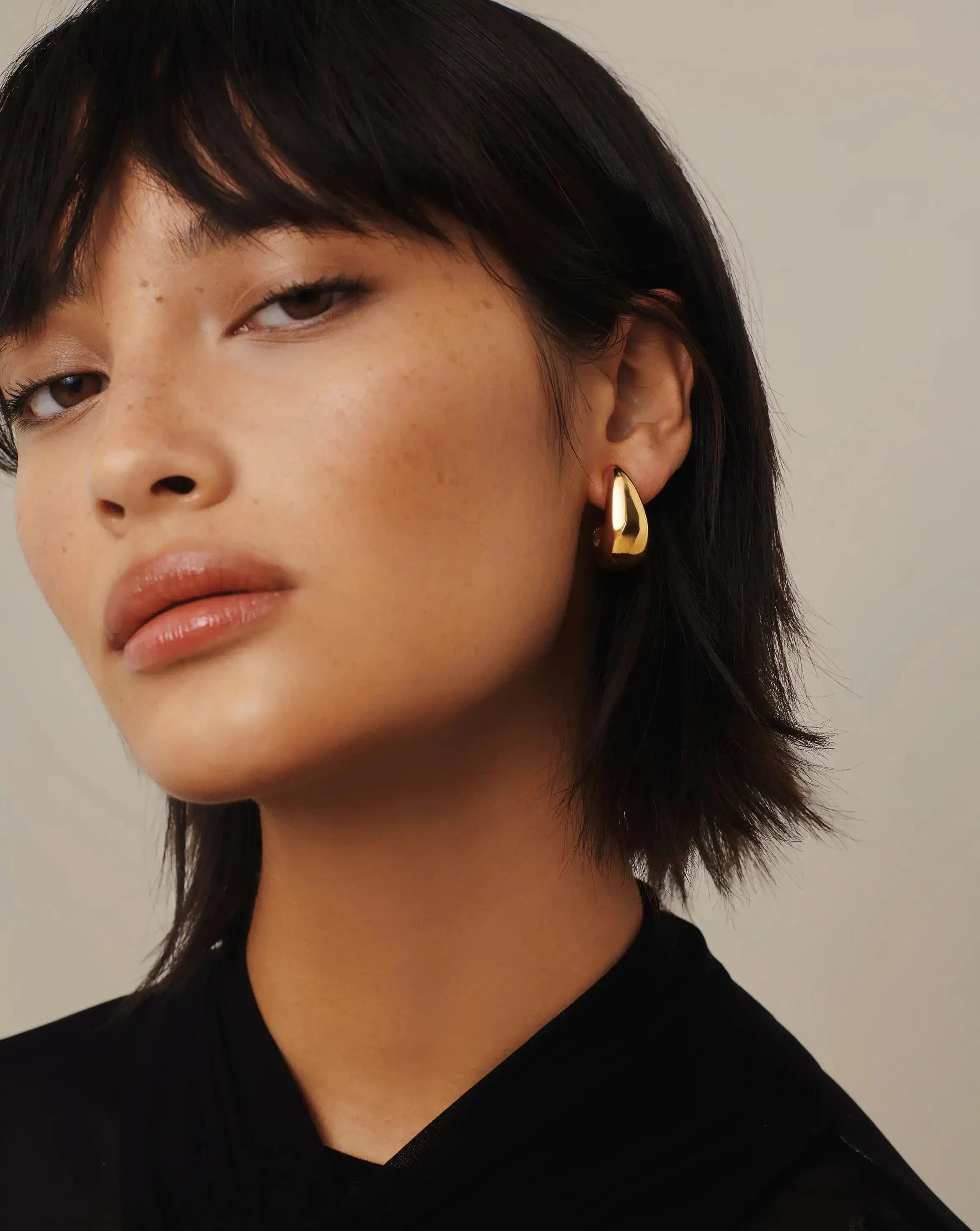 Dome Medium Hoop Earrings | 18k Gold Plated - Image 3