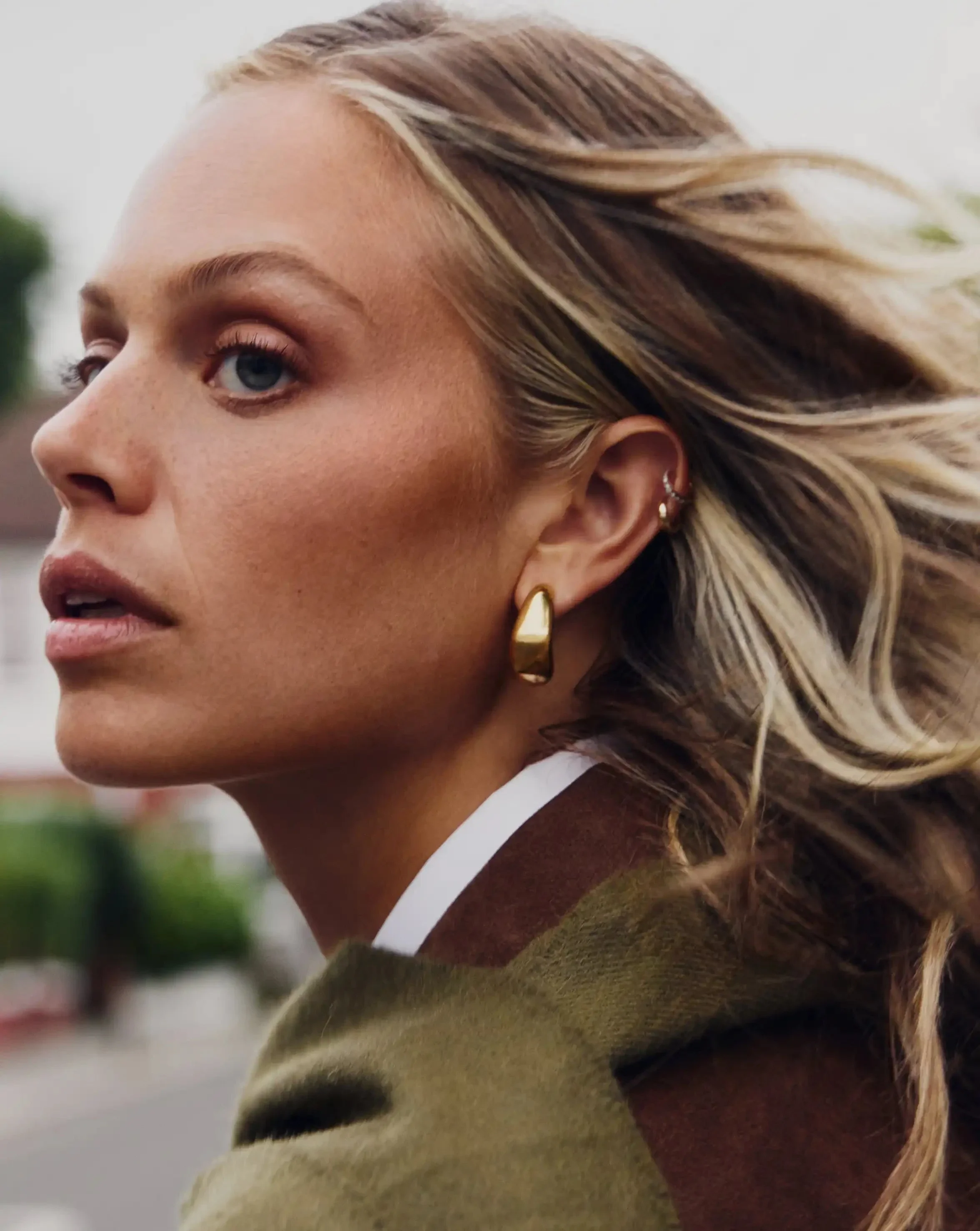 Dome Medium Hoop Earrings | 18k Gold Plated - Image 6