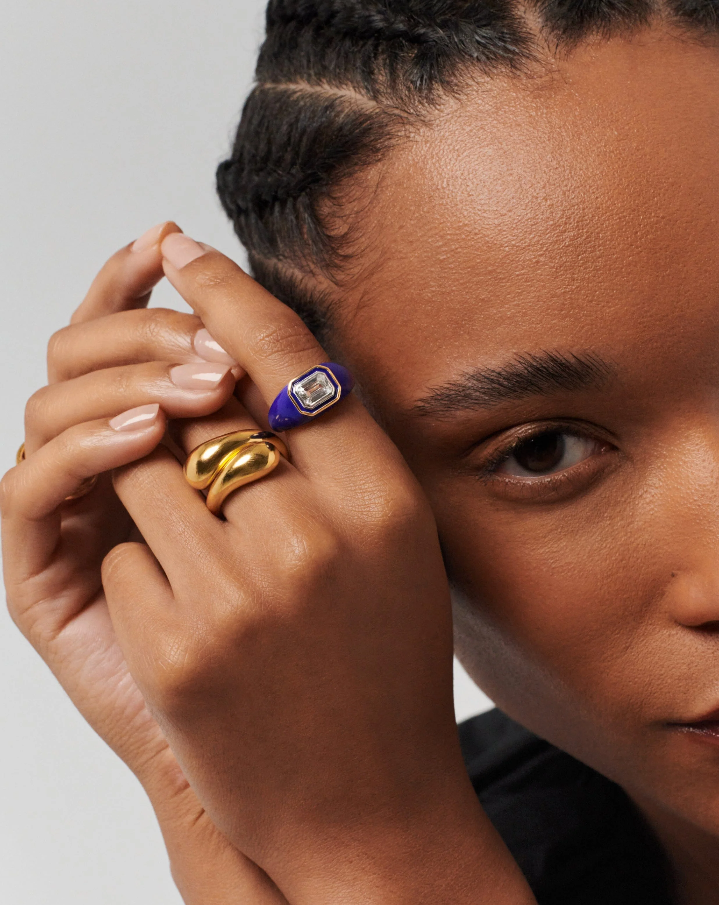 Enamel & Stone Dome Statement Ring - Image 2