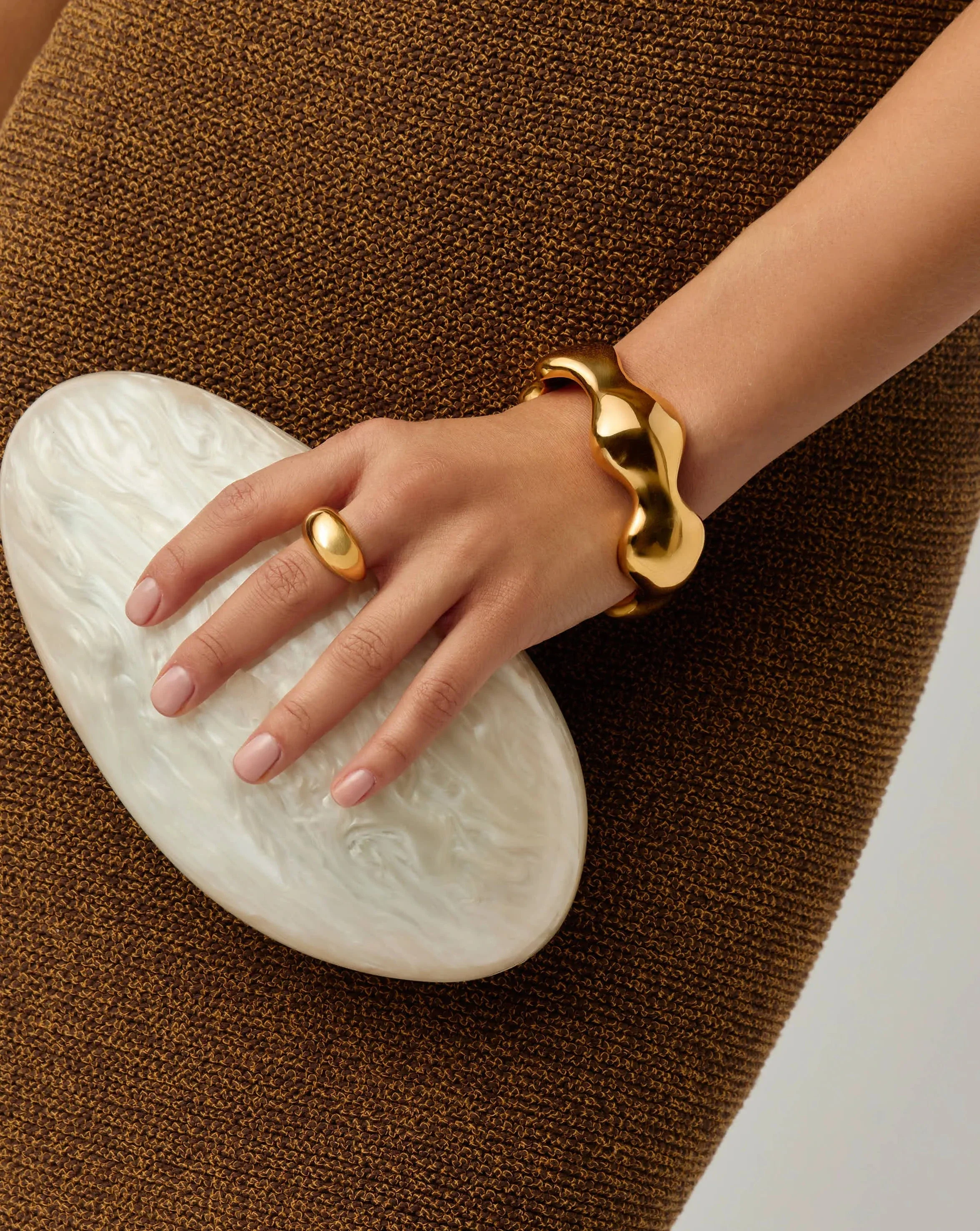 Eny Puffy Dome Statement Cuff Bracelet | 18k Gold Plated - Image 6
