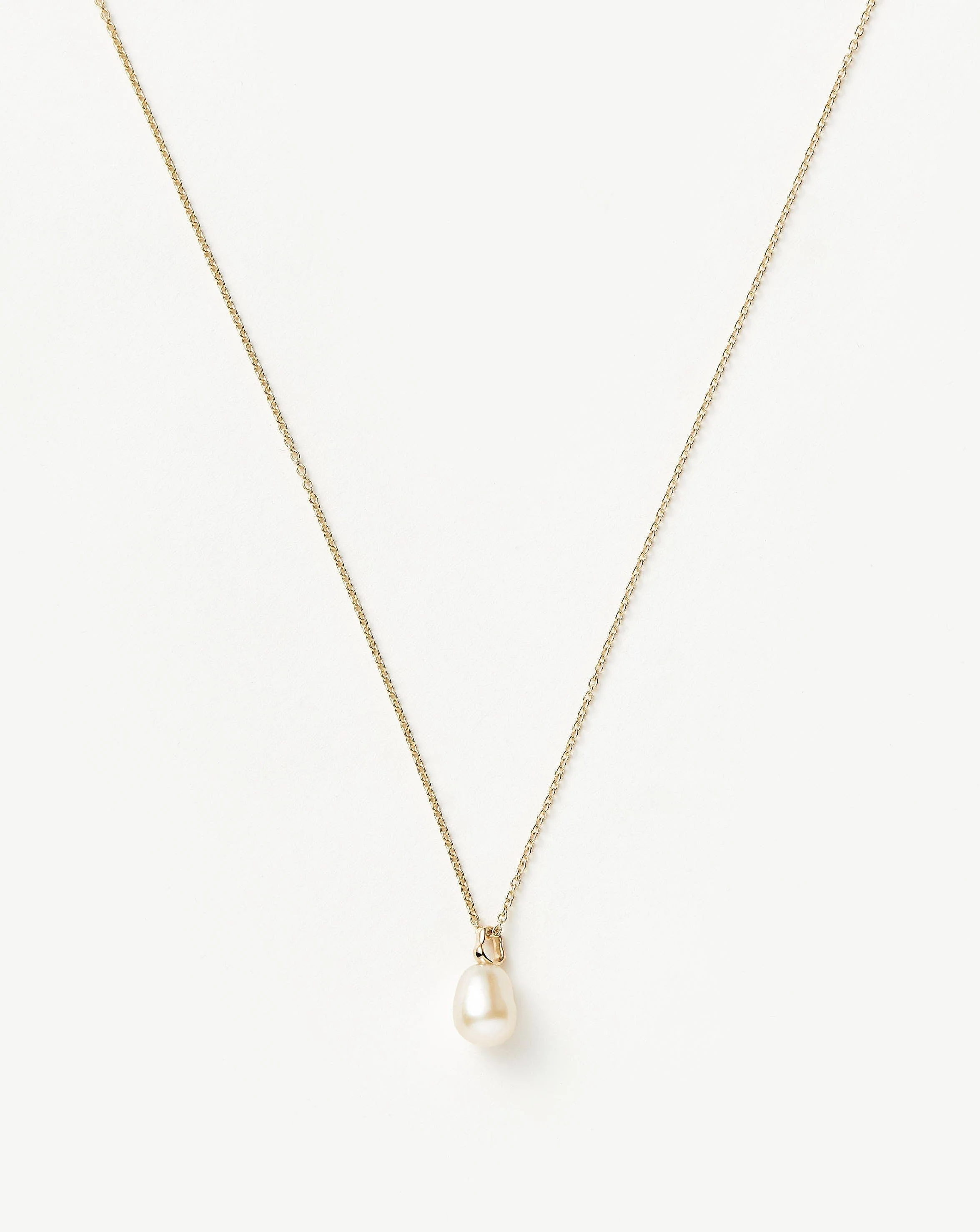 Solid Gold Baroque Pearl Organic Pendant Necklace