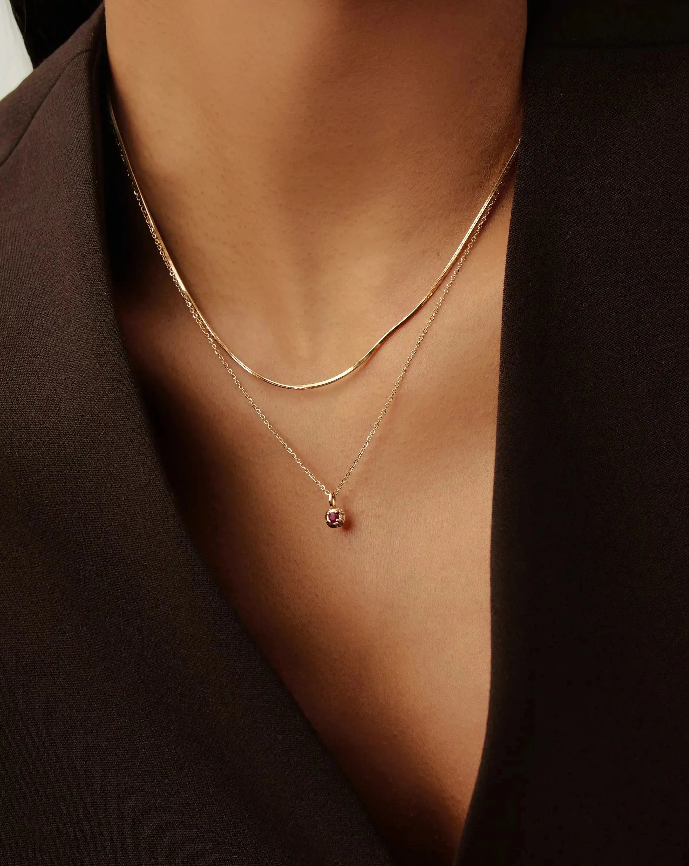 Solid Gold Birthstone Pendant Necklace | 14k Solid Gold - Image 2