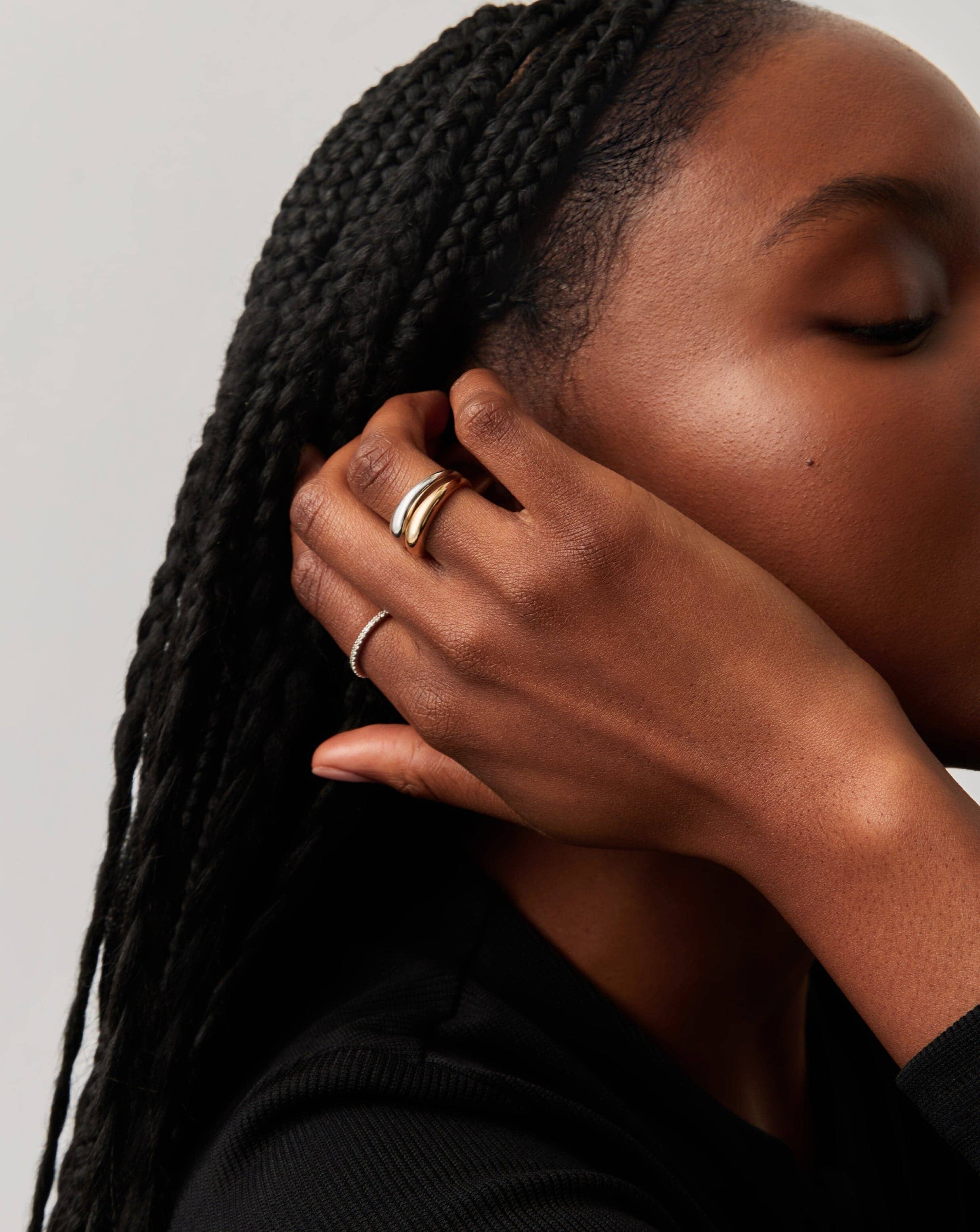 Solid Gold Classic Dome Ring | 14k Solid White Gold - Image 3
