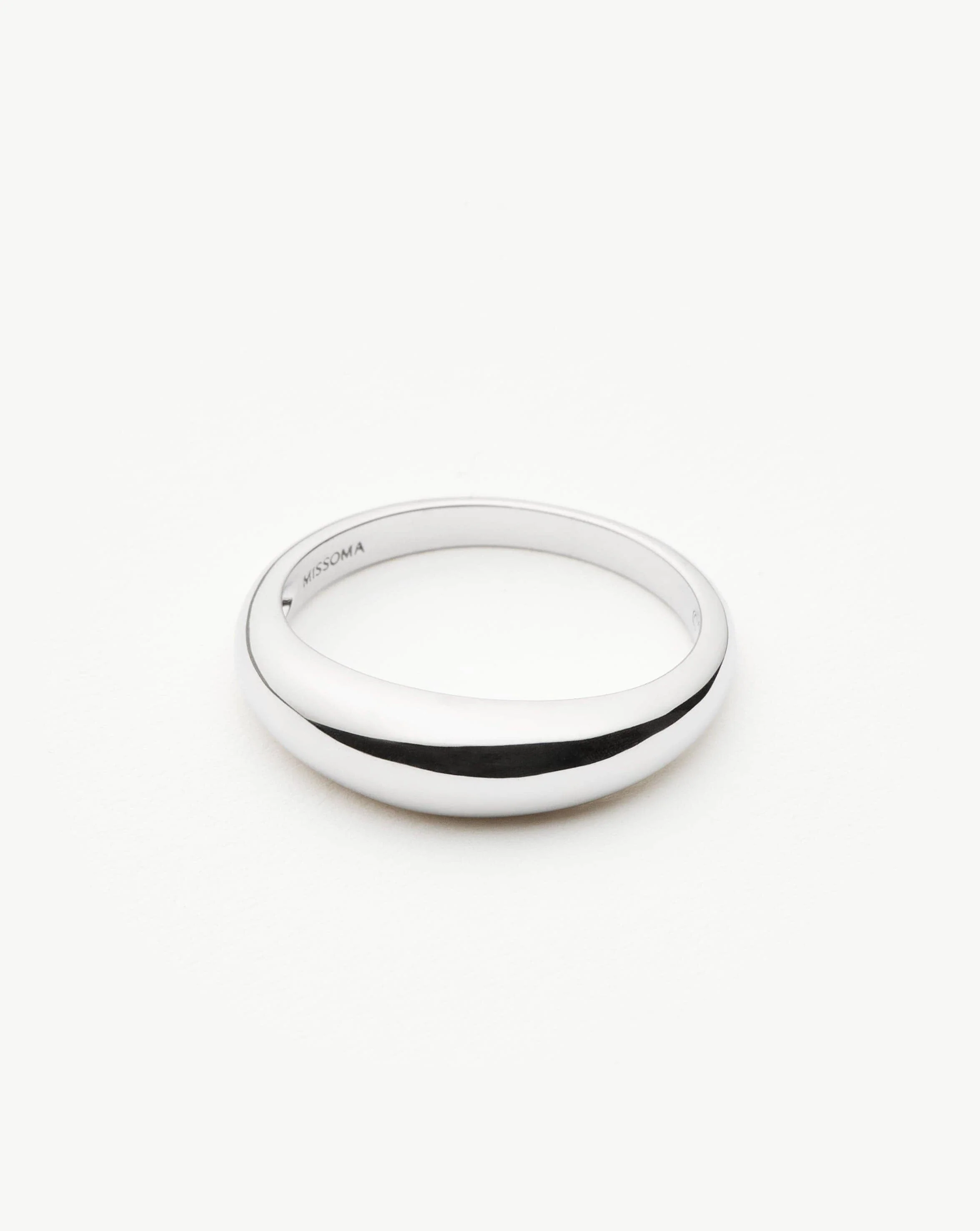 Solid Gold Classic Dome Ring | 14k Solid White Gold - Image 5