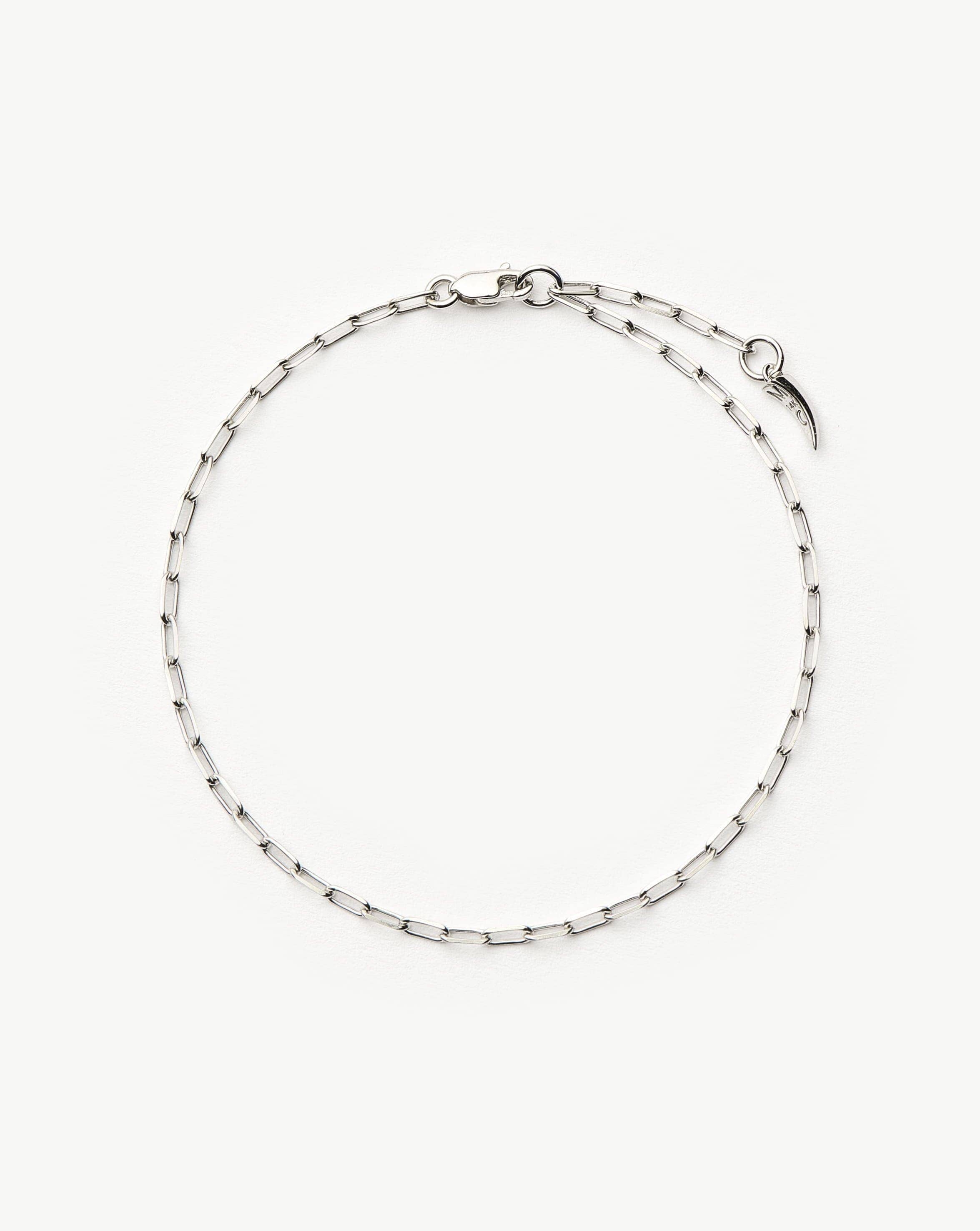 Solid Gold Classic Paperclip Chain Bracelet | 14k Solid White Gold