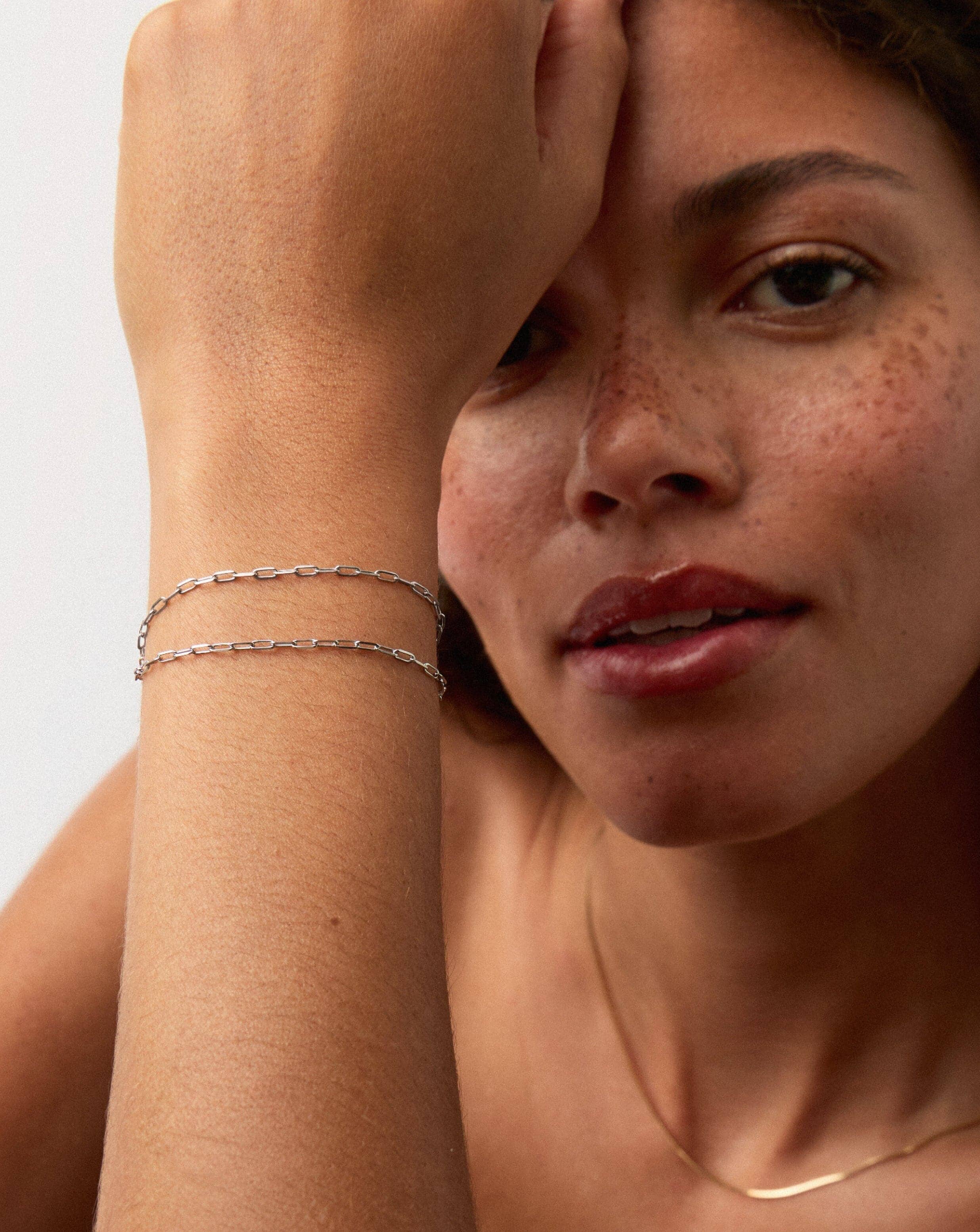 Solid Gold Classic Paperclip Chain Bracelet | 14k Solid White Gold - Image 3