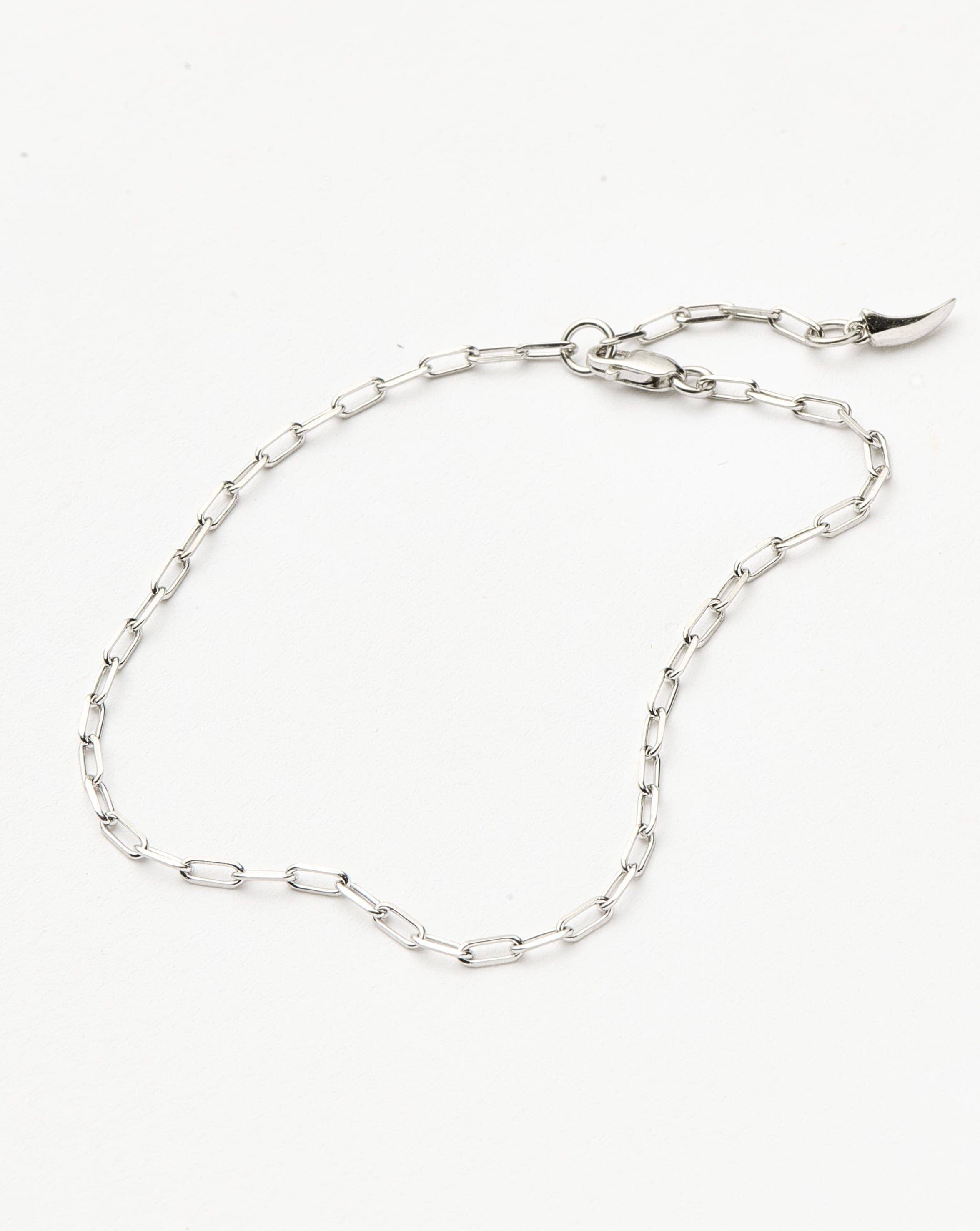Solid Gold Classic Paperclip Chain Bracelet | 14k Solid White Gold - Image 4