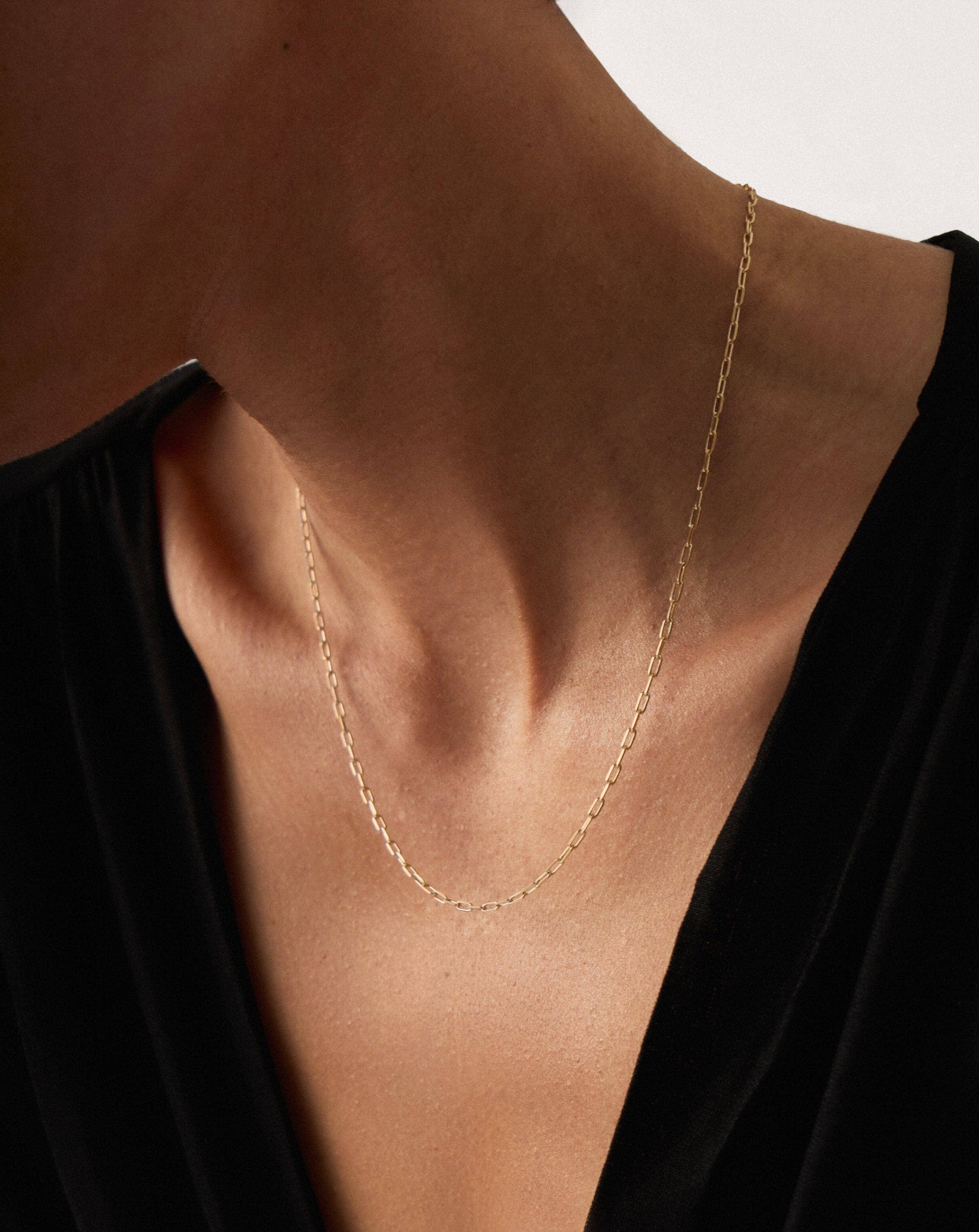 Solid Gold Classic Paperclip Chain Necklace | 14k Solid Gold - Image 3