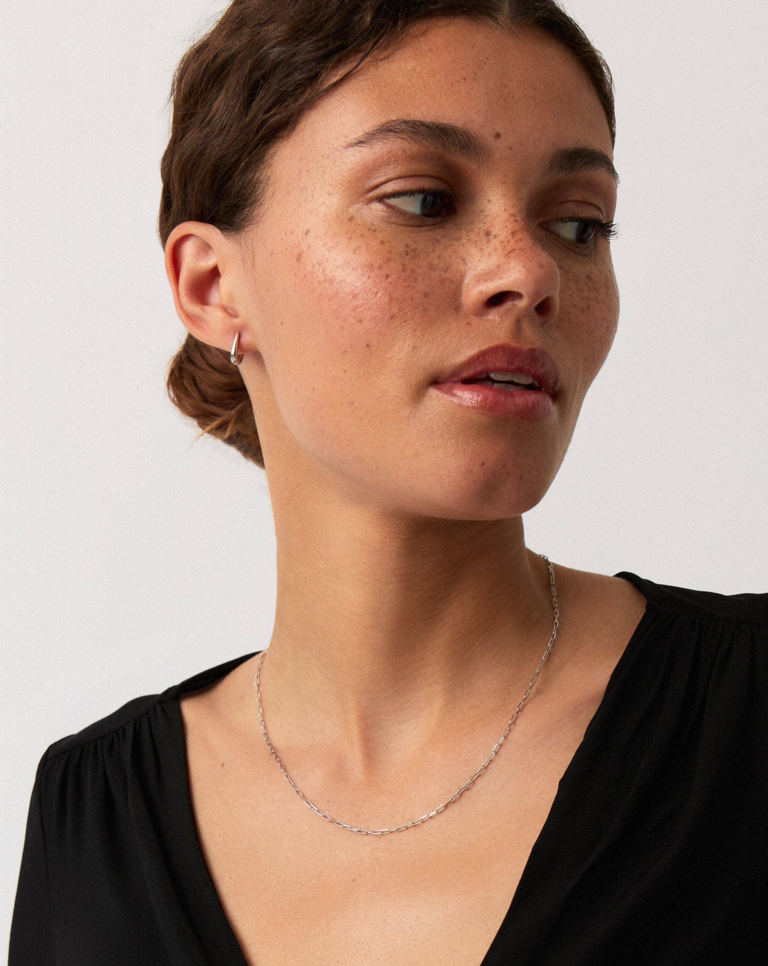 Solid Gold Classic Paperclip Chain Necklace | 14k Solid White Gold - Image 2