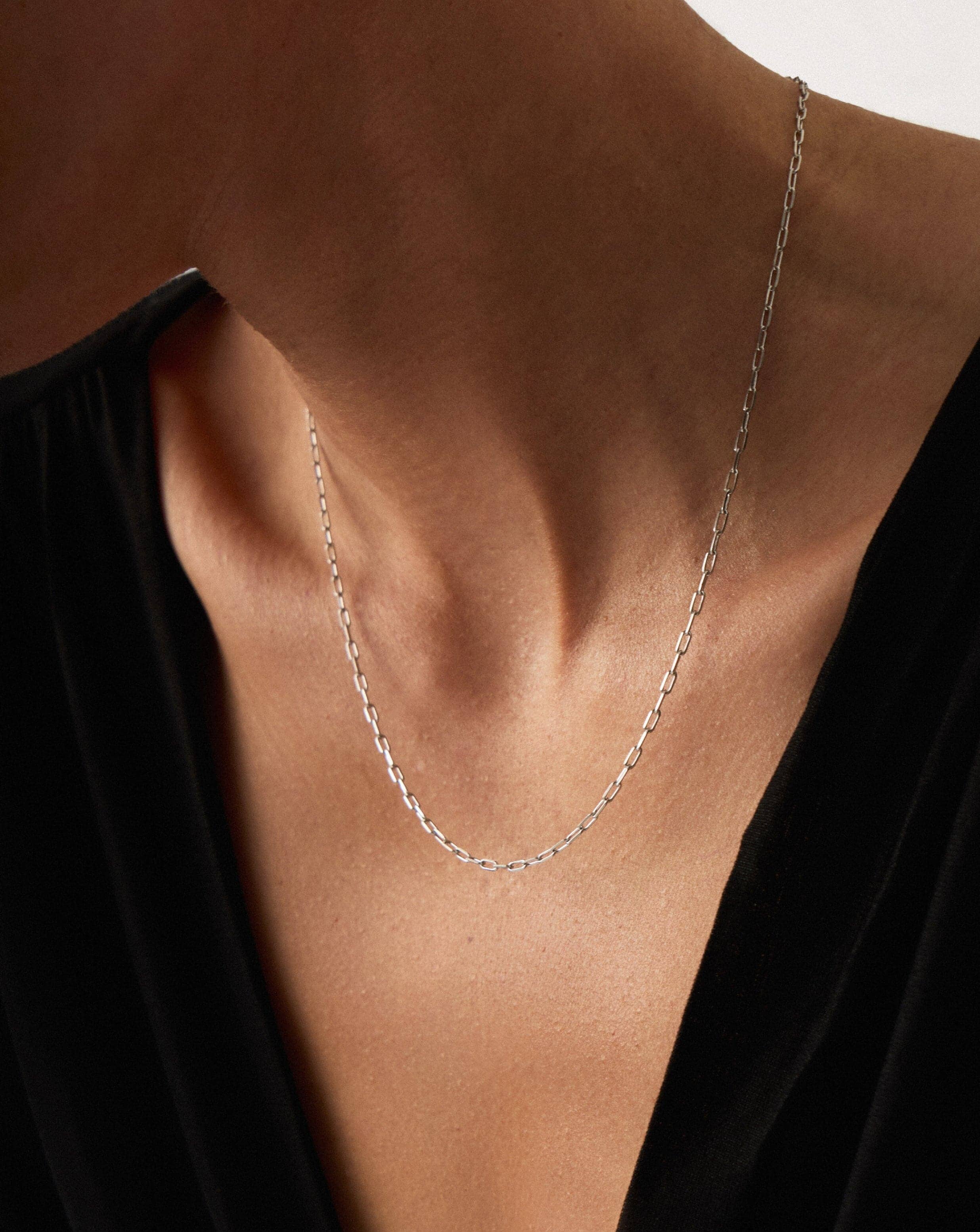Solid Gold Classic Paperclip Chain Necklace | 14k Solid White Gold - Image 3