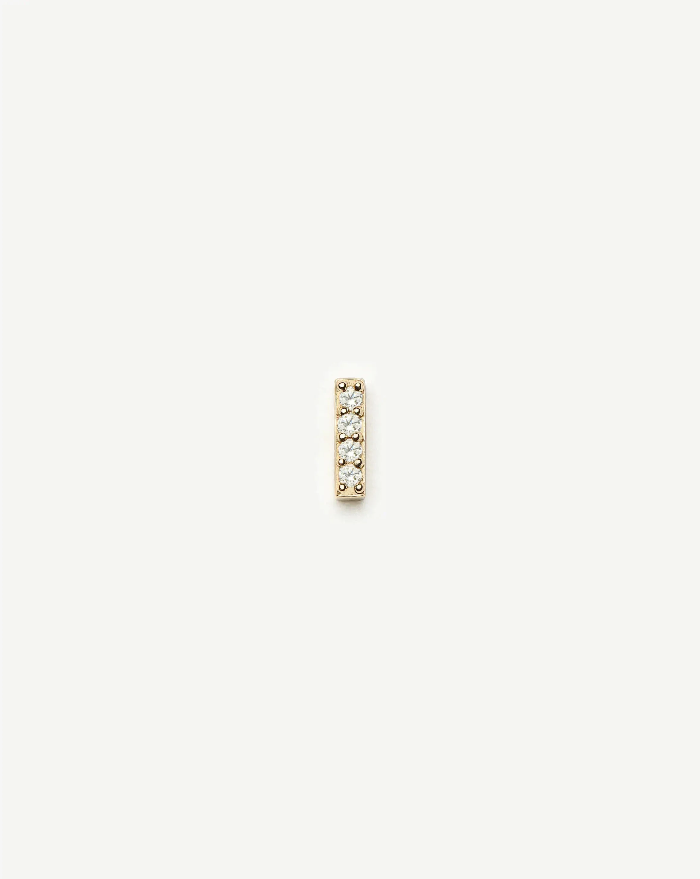 Solid Gold Diamond Bar Flat Back Stud Earring | 14k Yellow Gold/Diamond