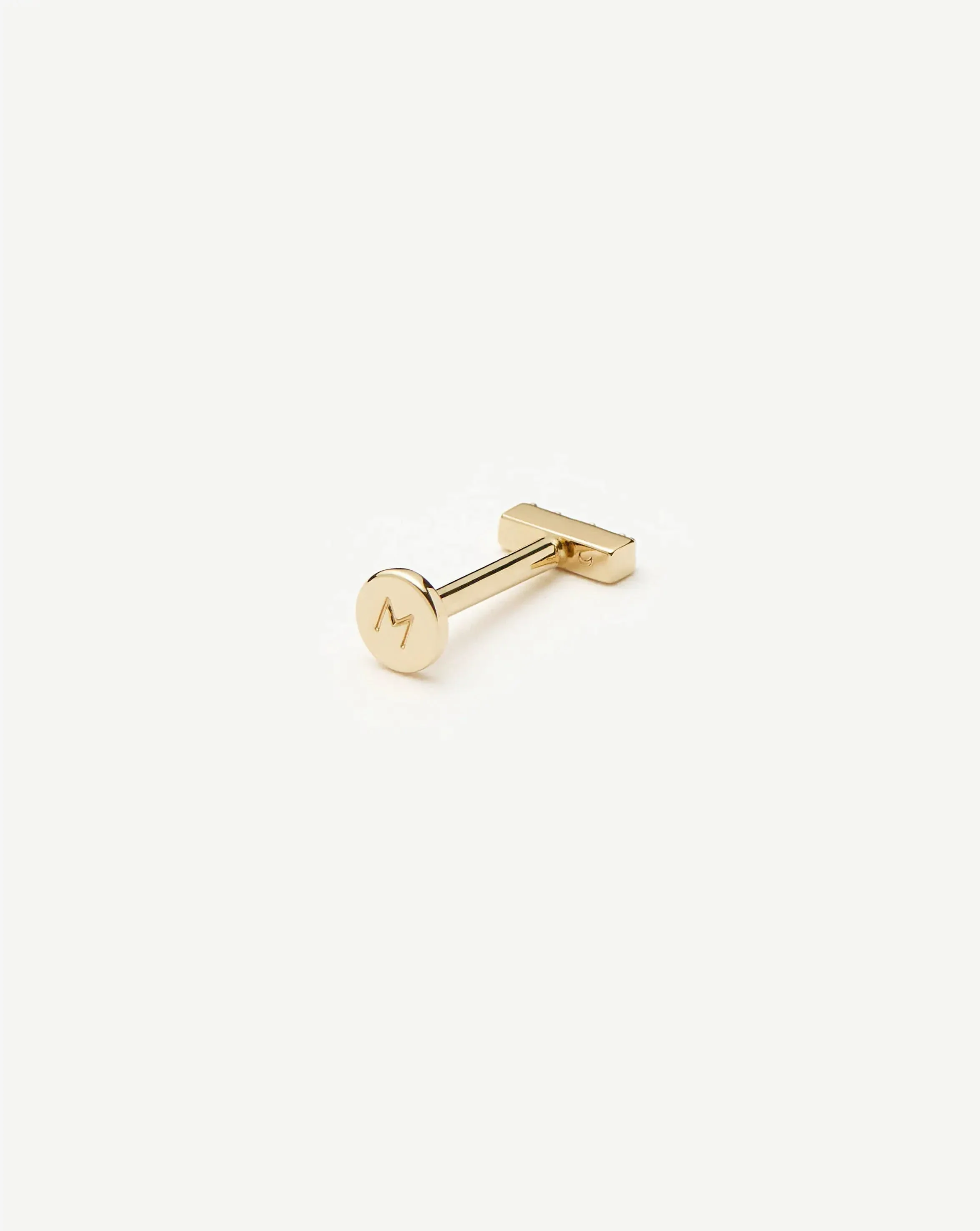 Solid Gold Diamond Bar Flat Back Stud Earring | 14k Yellow Gold/Diamond - Image 5