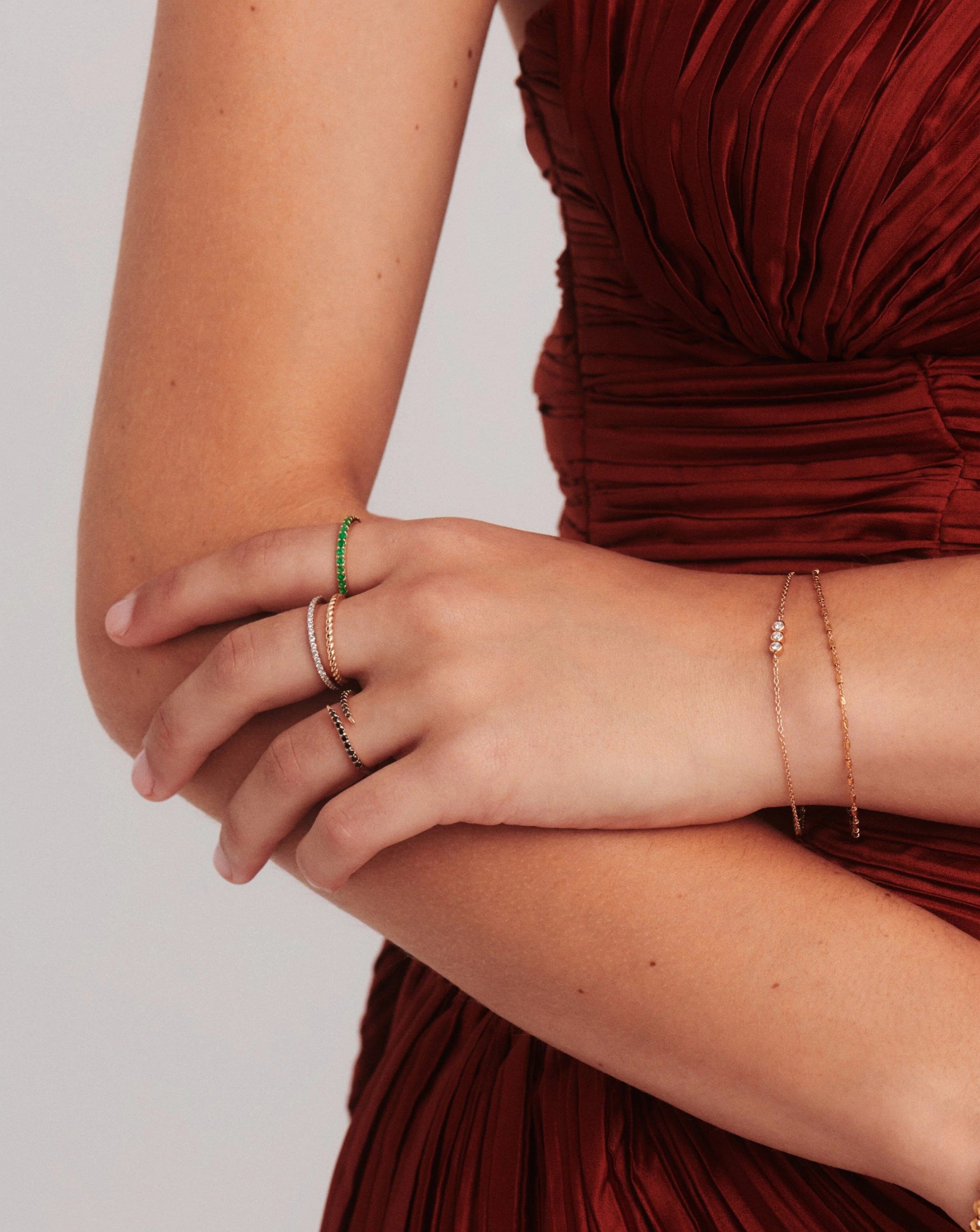 Solid Gold Slim Eternity Ring | 14k Solid Gold/Diamond - Image 2