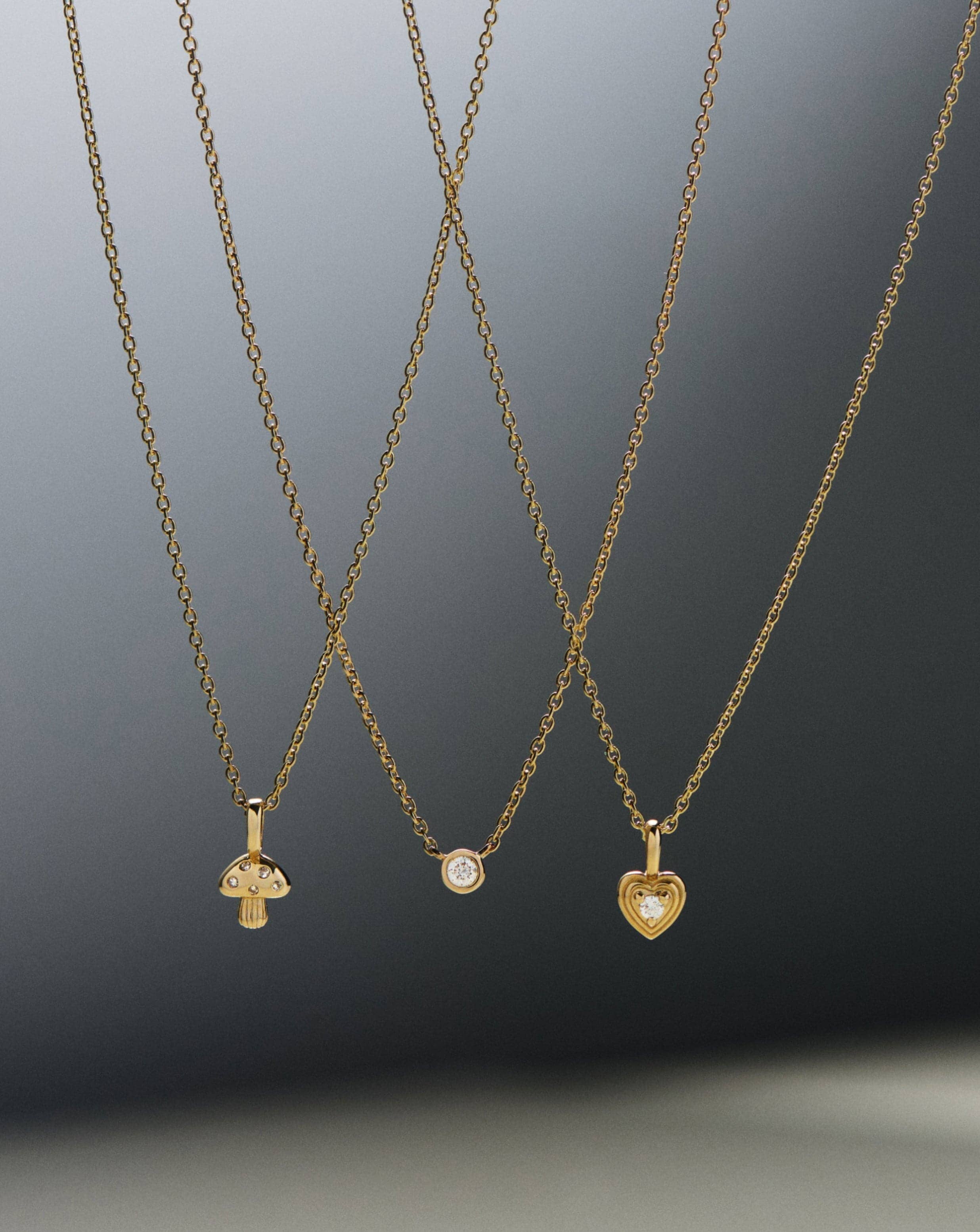 Solid Gold Diamond Heart Mini Pendant Necklace | 14k solid Gold/Diamond - Image 2