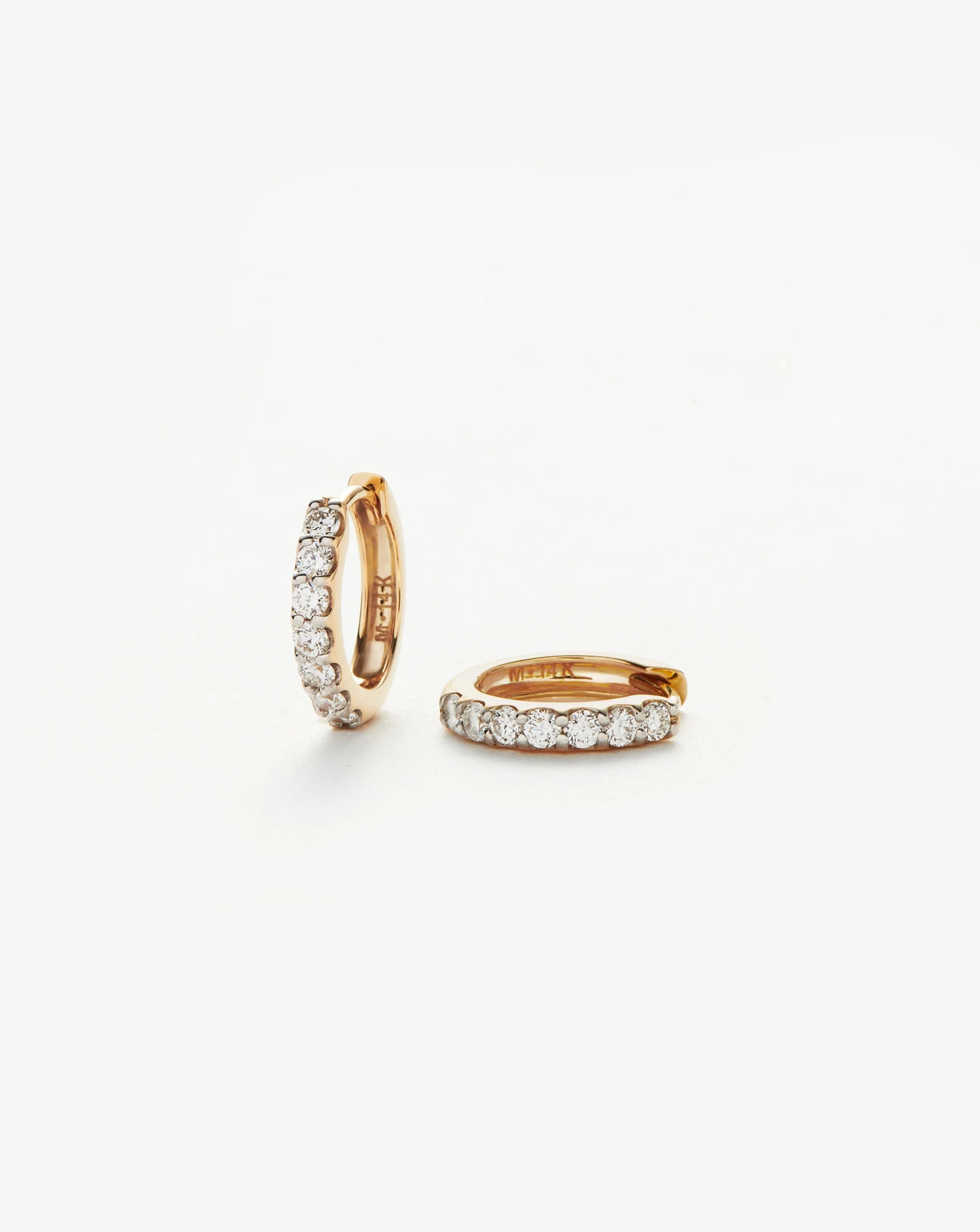 Solid Gold Diamond Huggies | 14k Solid Gold/Diamond