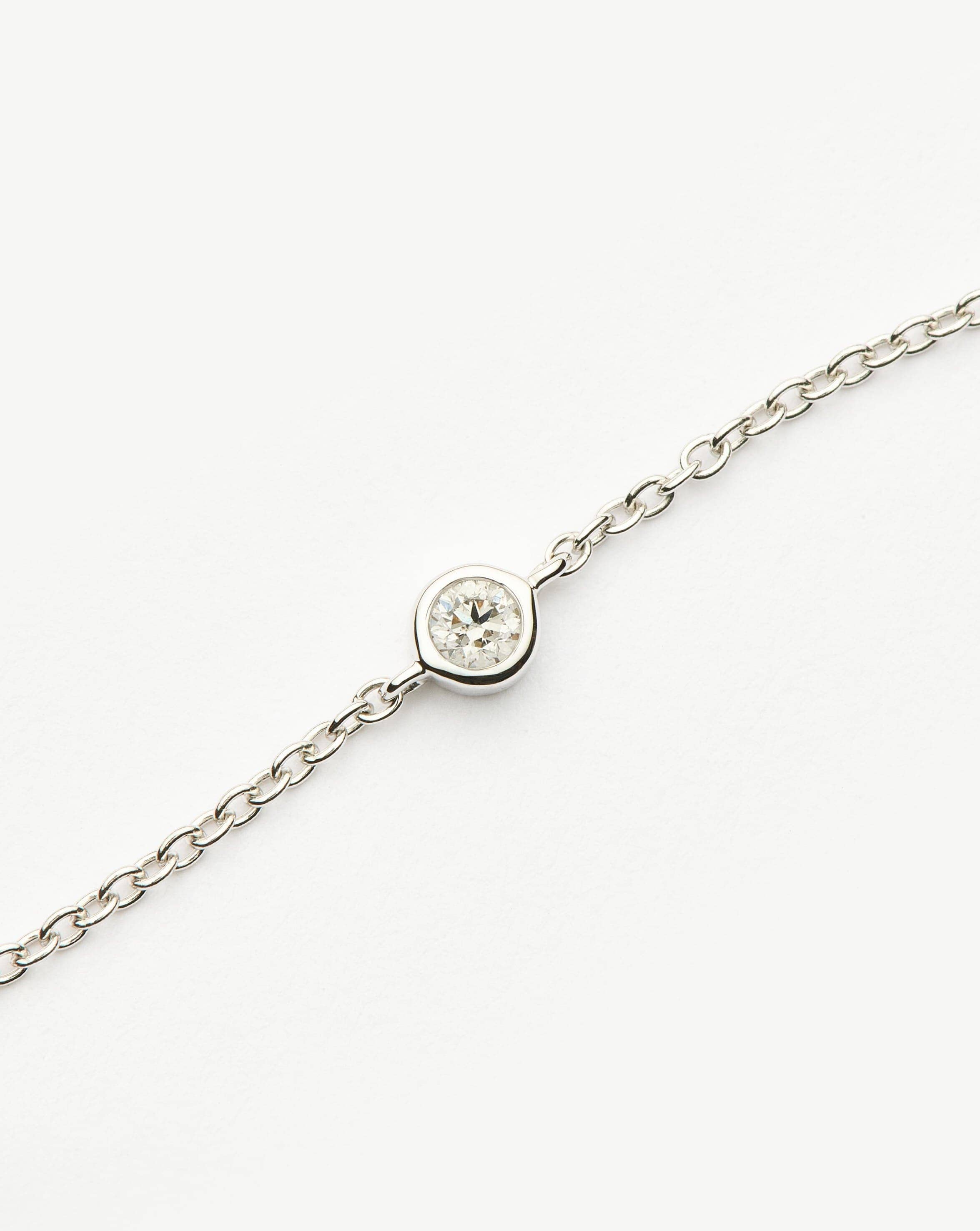 Solid Gold Diamond Solitaire Bracelet | 14k Solid White Gold/Diamond - Image 5
