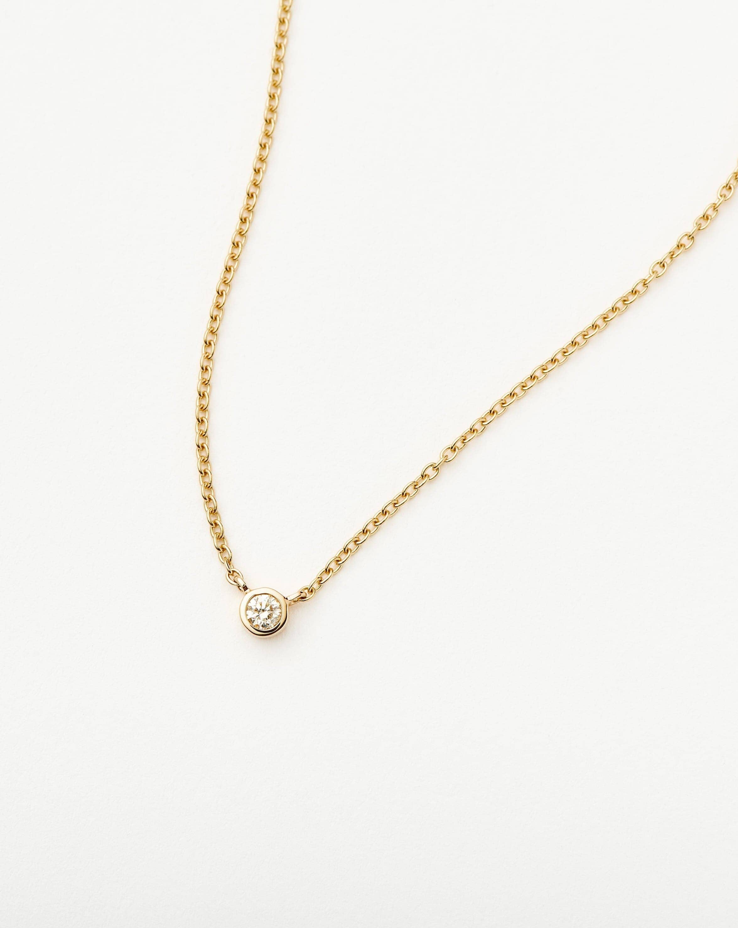 Solid Gold Diamond Solitaire Pendant Necklace | 14k Solid Gold/Diamond - Image 5