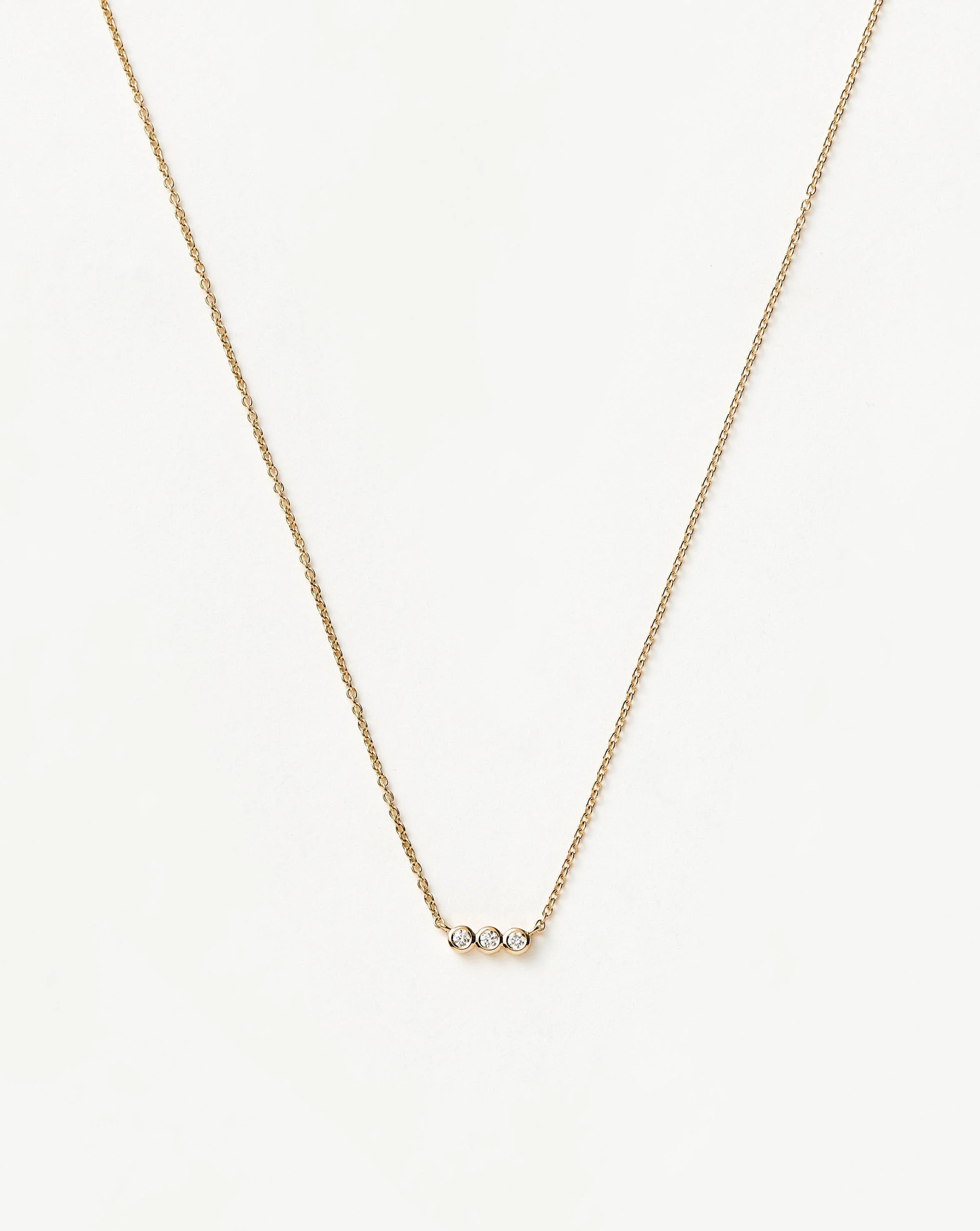 Solid Gold Diamond Solitaire Trio Necklace