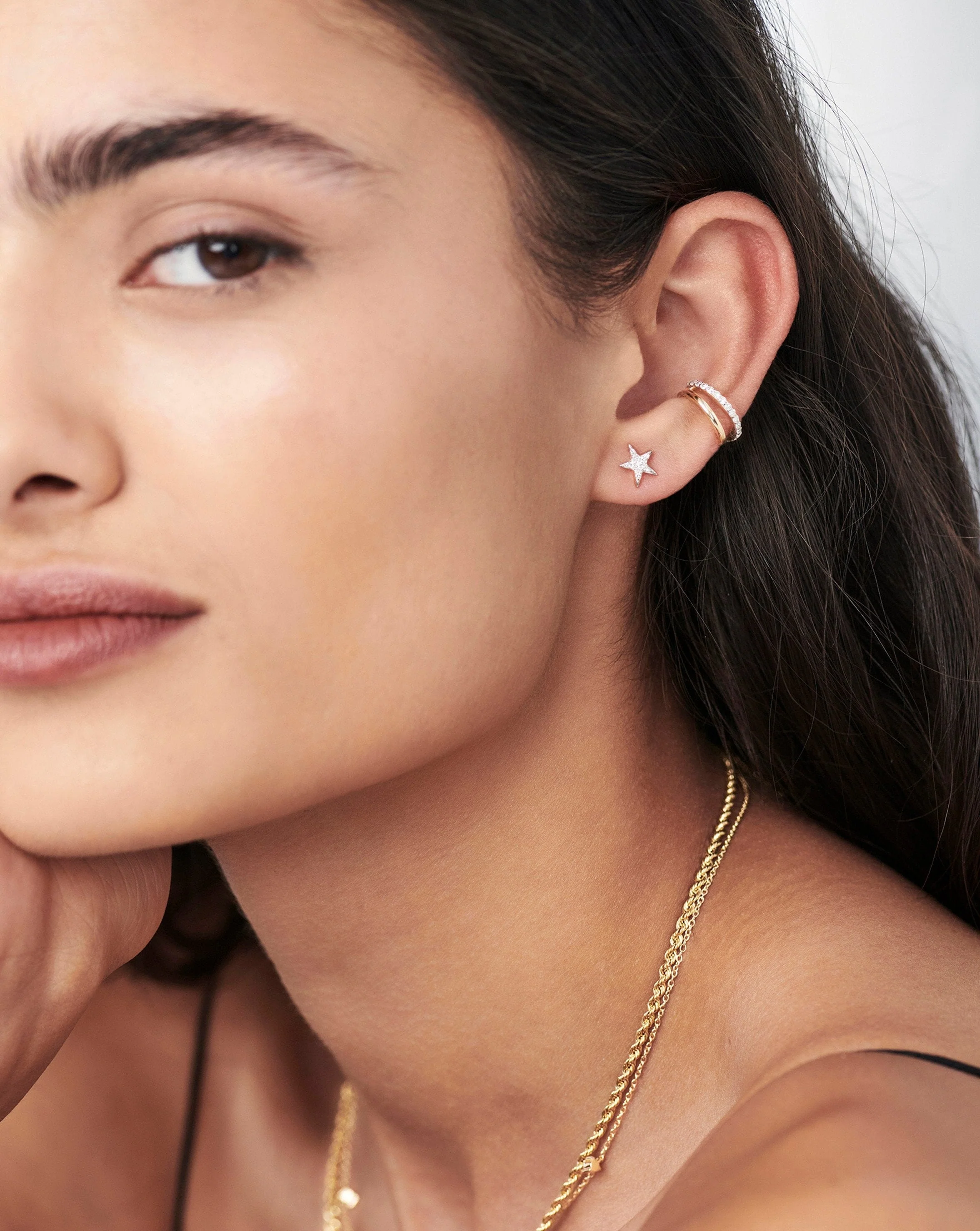 Solid Gold Diamond Small Star Stud Earrings | 14k Solid Gold/Diamond - Image 3