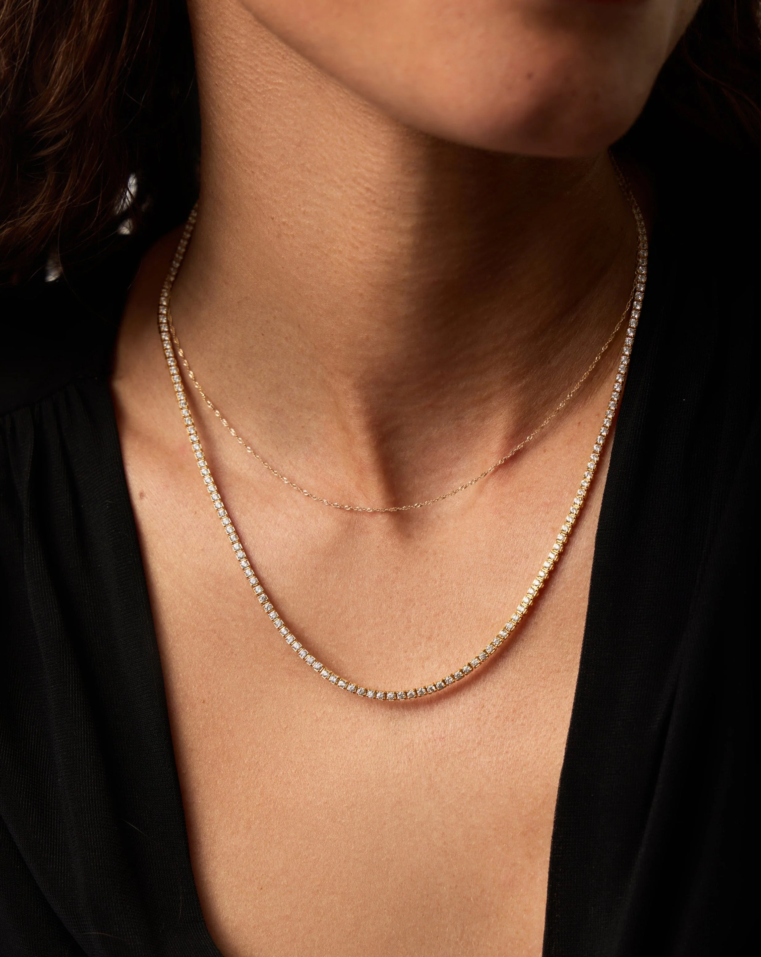 Solid Gold Diamond Tennis Necklace | 14k Solid Gold Diamond - Image 2