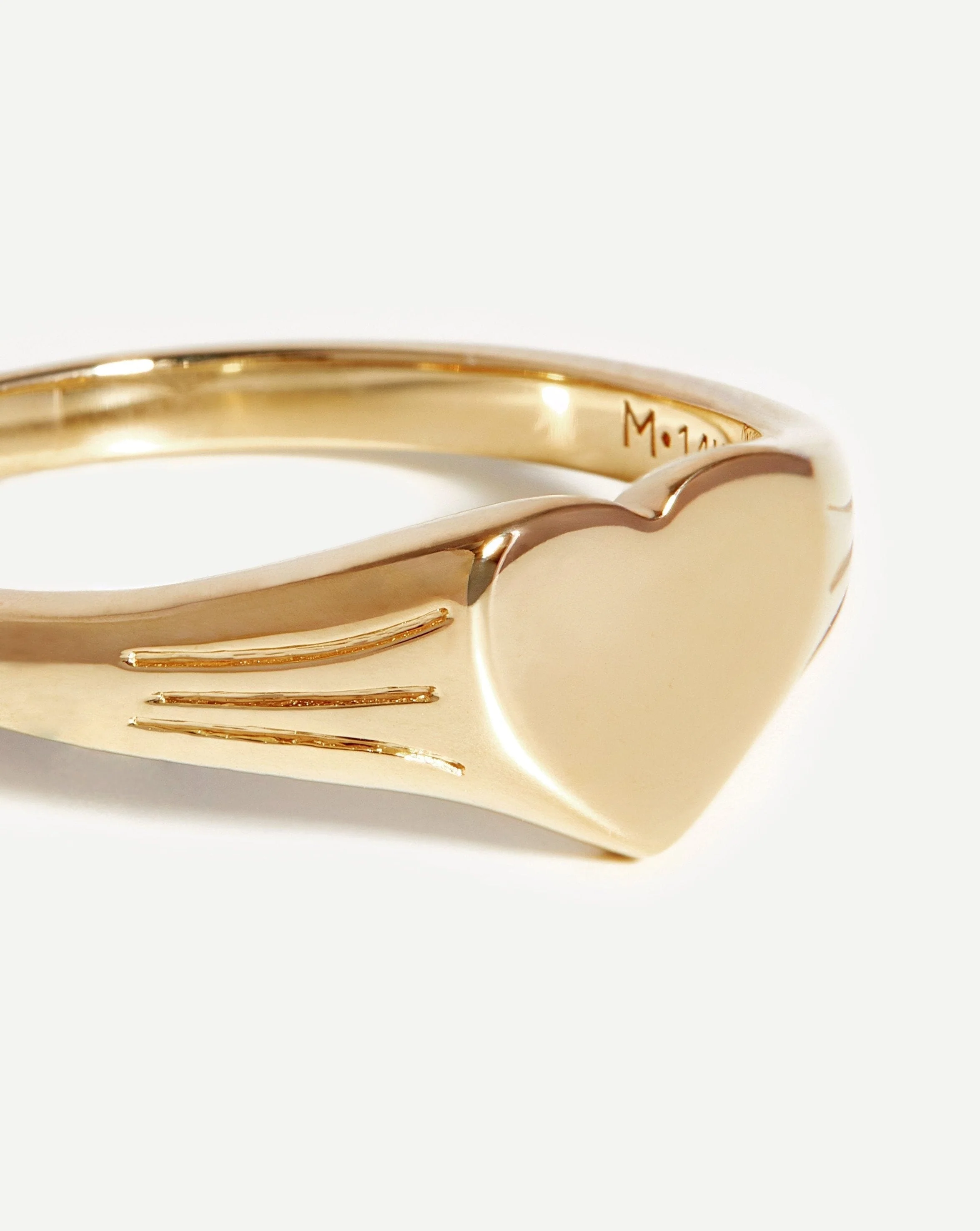 Solid Gold Engravable Heart Signet Ring | 14k Solid Gold - Image 4