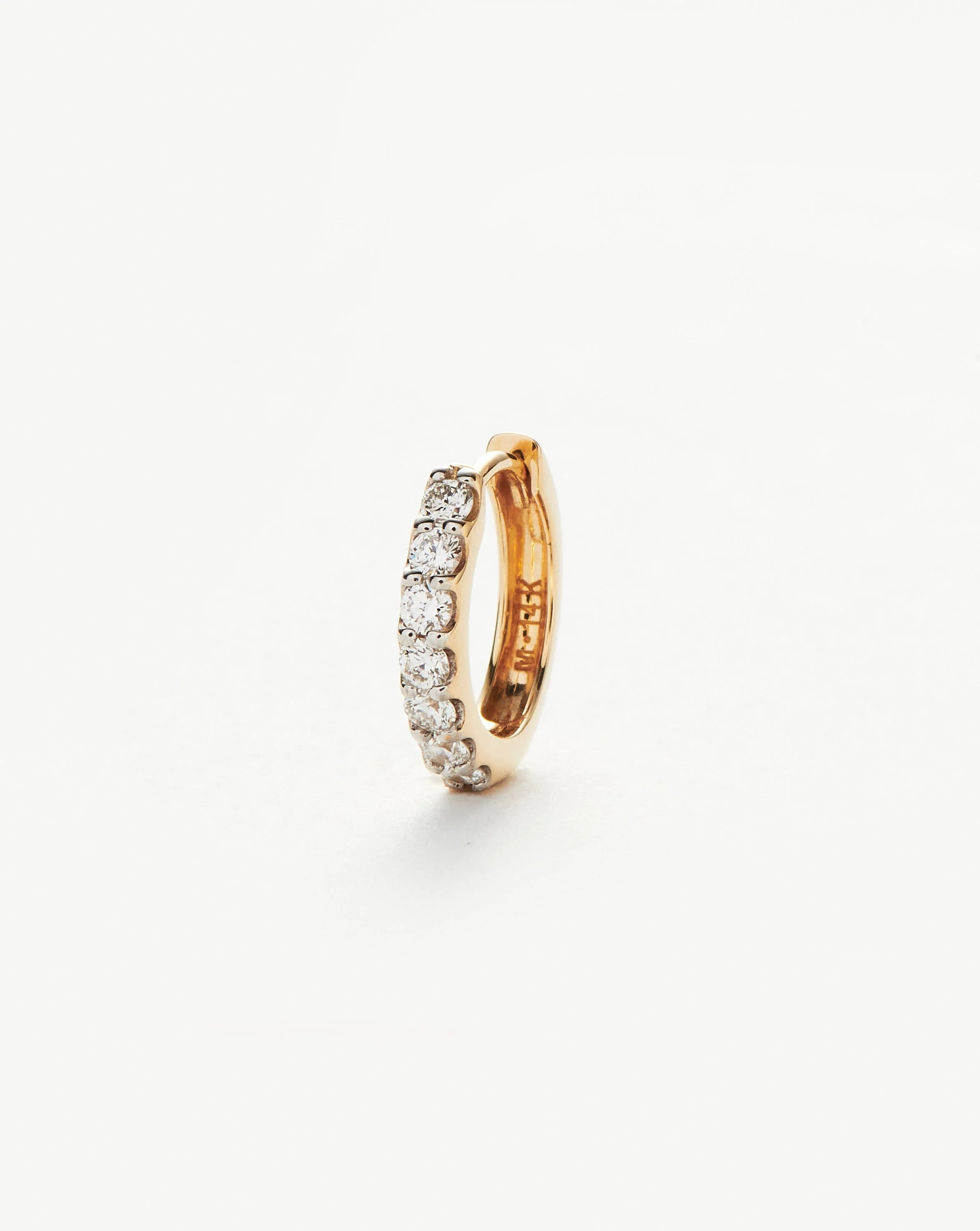 Solid Gold Classic Diamond Single Huggie | 14k Solid Gold