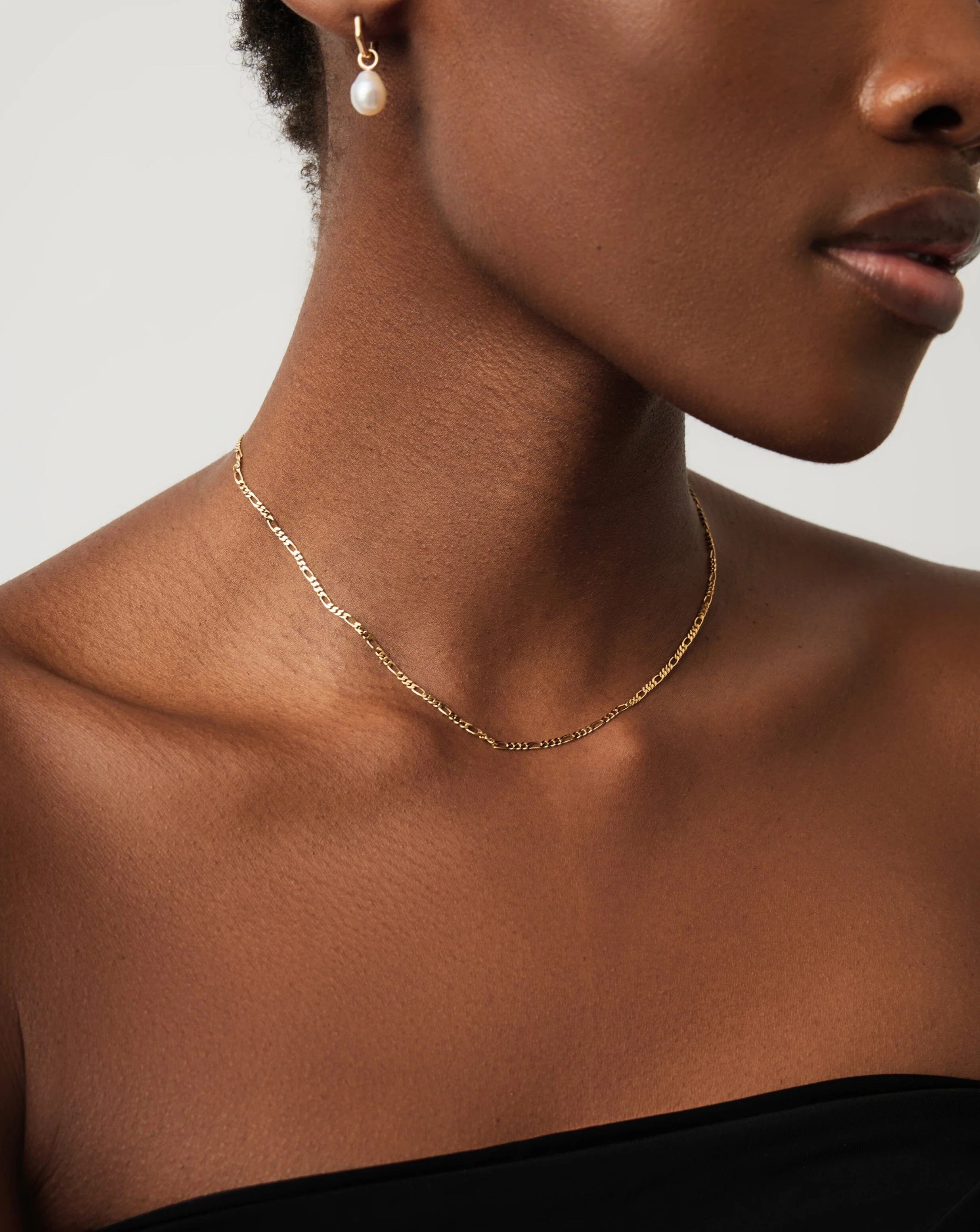 Solid Gold Figaro Chain Necklace - Image 2