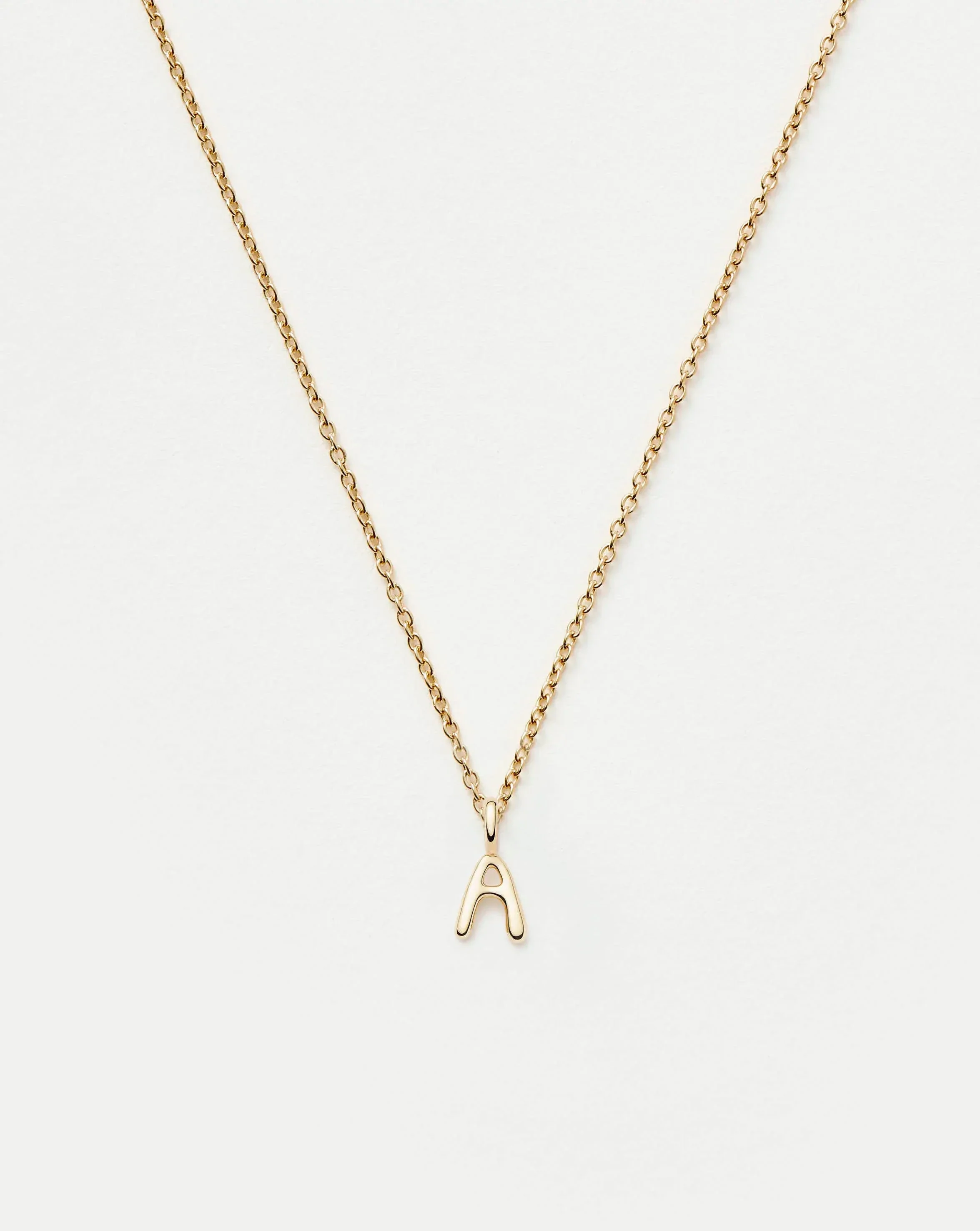 Solid Gold Initial Mini Pendant Necklace - A | 14k Solid Gold