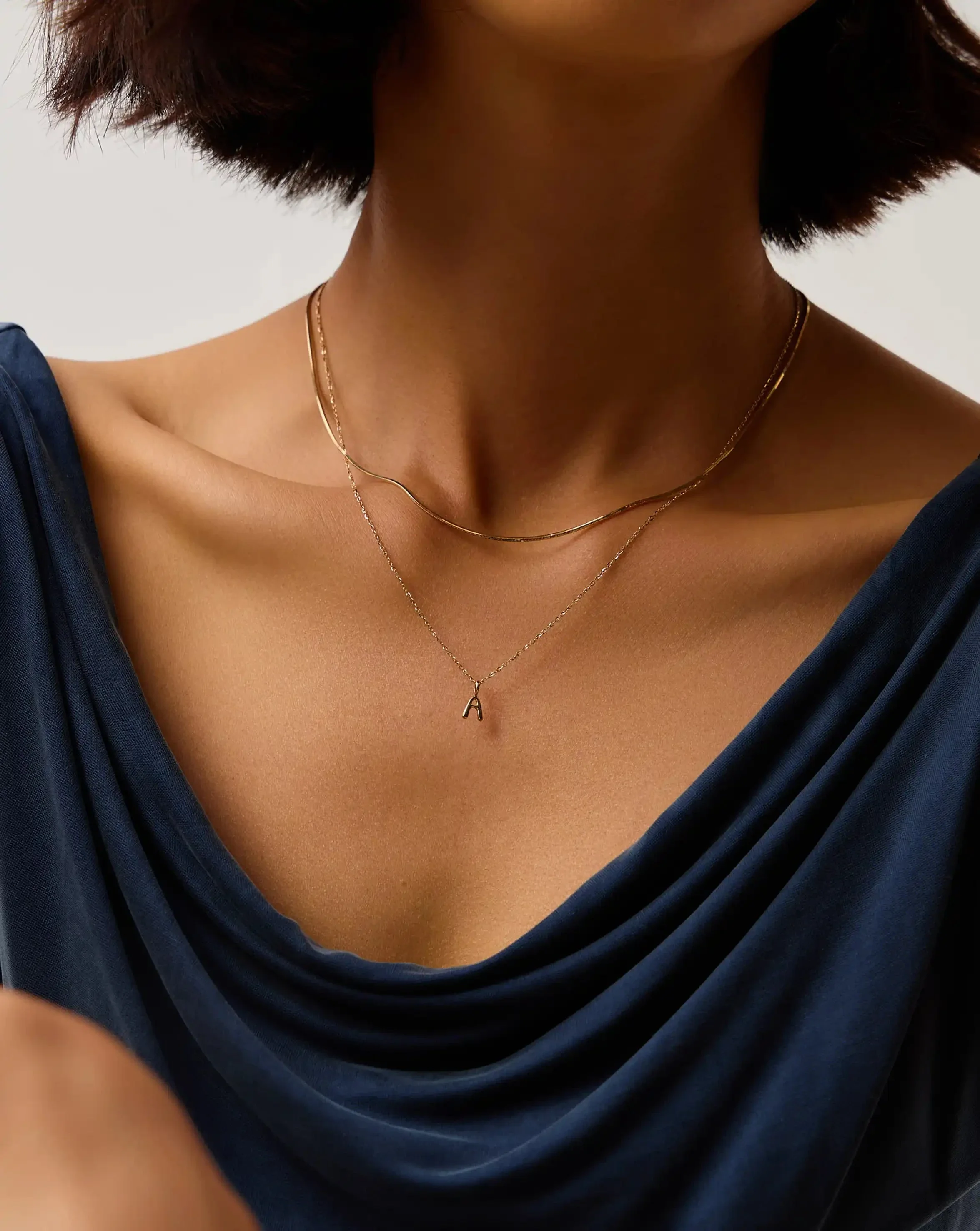 Solid Gold Initial Mini Pendant Necklace - A | 14k Solid Gold - Image 5