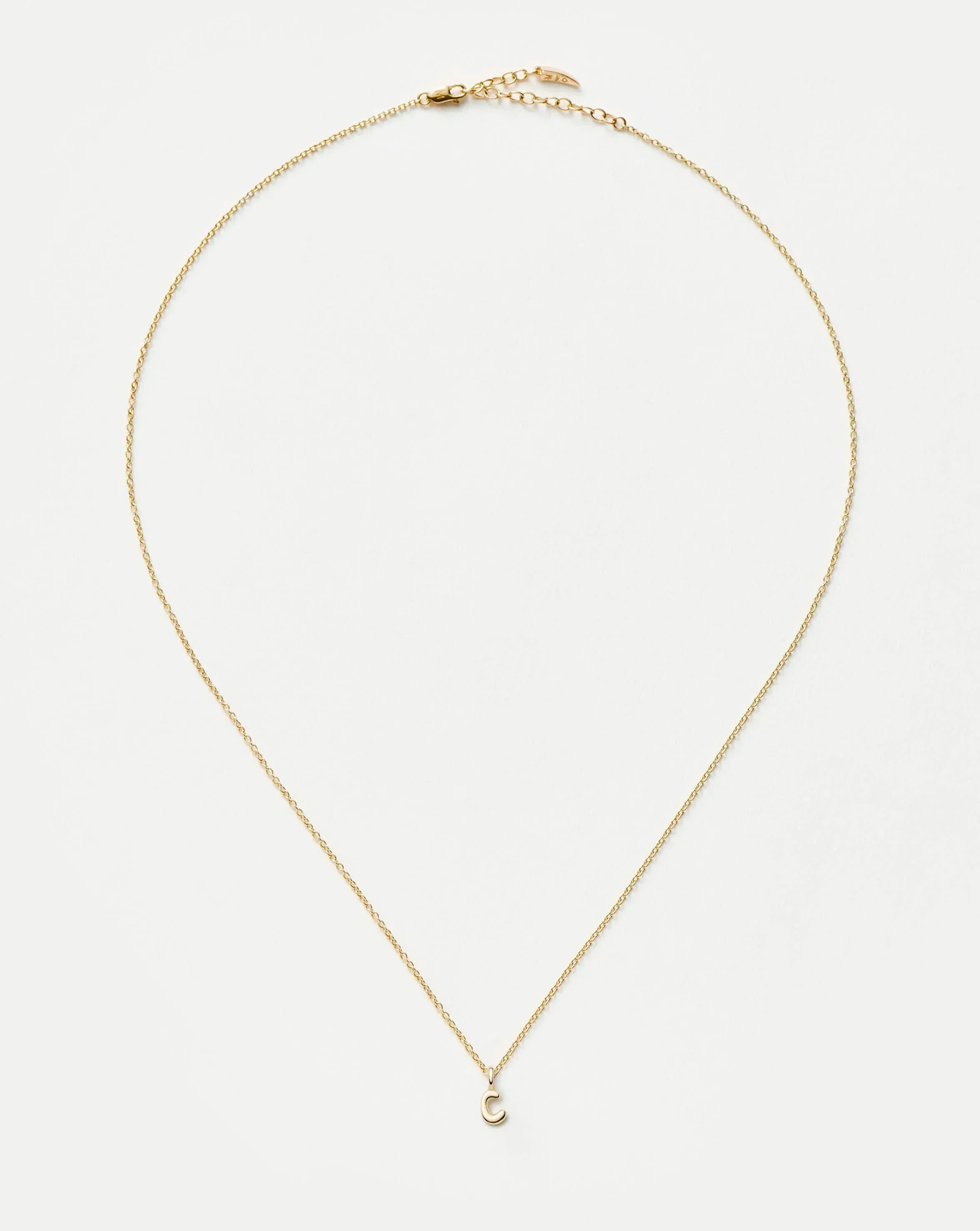 Solid Gold Initial Mini Pendant Necklace - C | 14k Solid Gold - Image 5