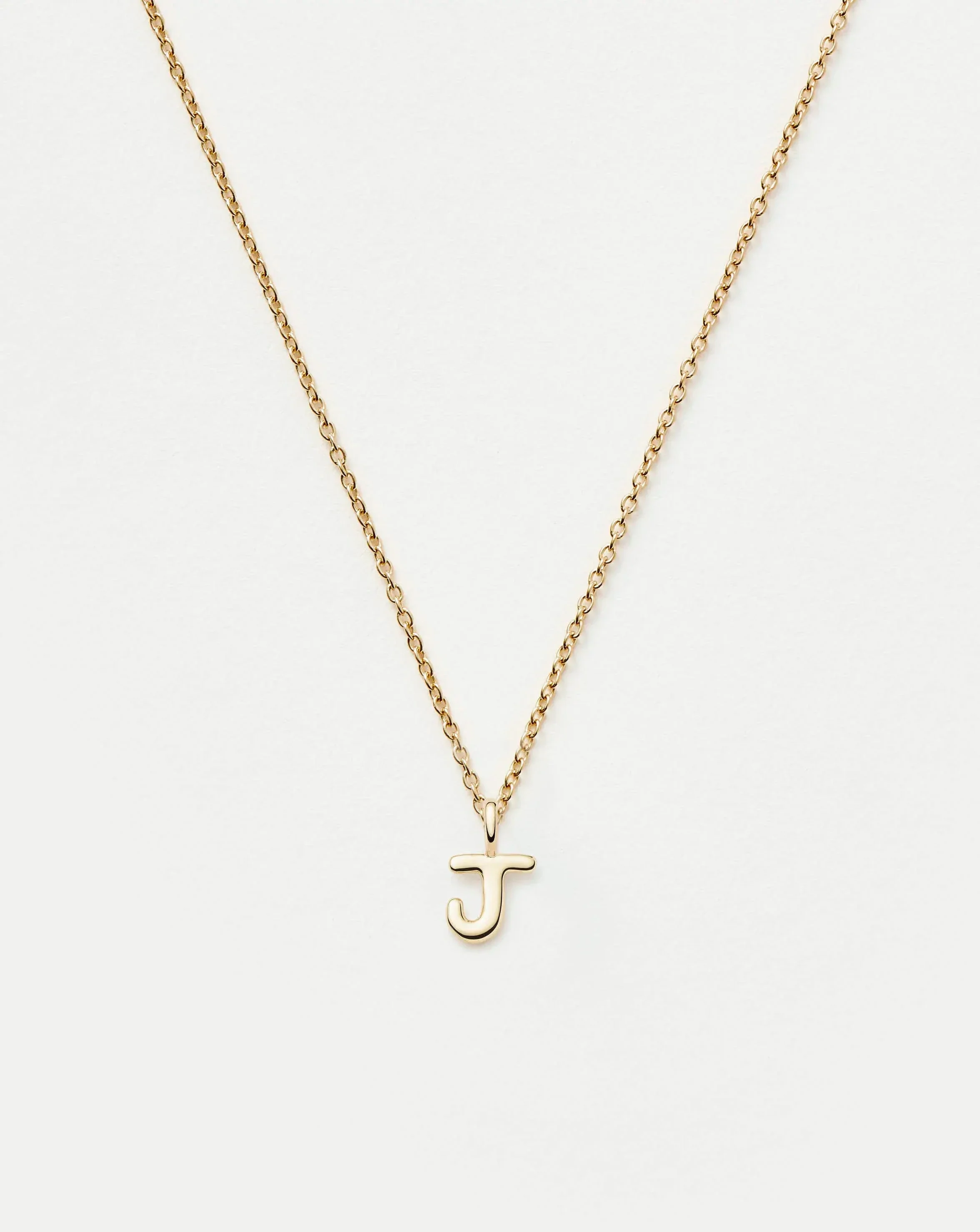 Solid Gold Initial Mini Pendant Necklace - J | 14k Solid Gold