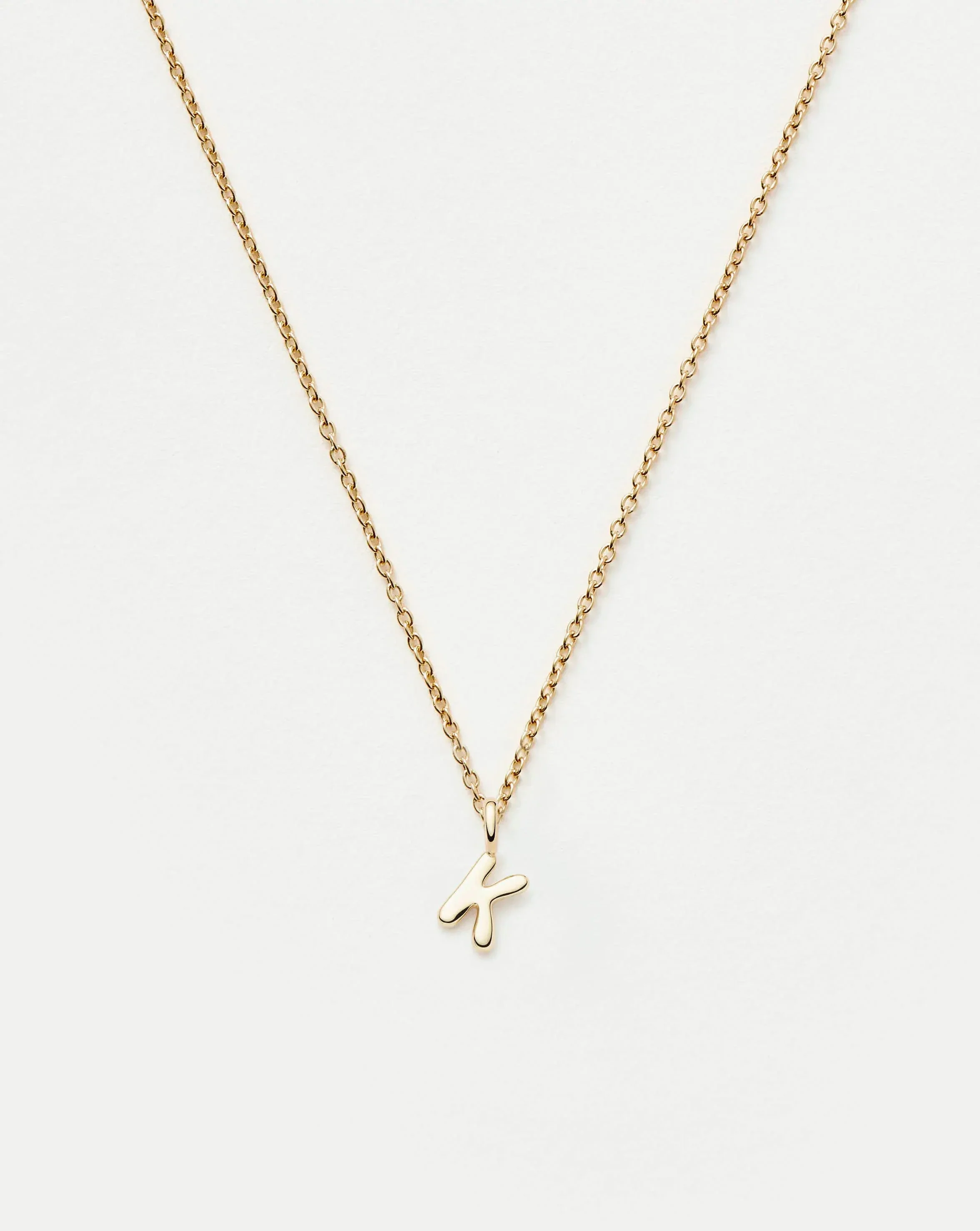 Solid Gold Initial Mini Pendant Necklace - K | 14k Solid Gold