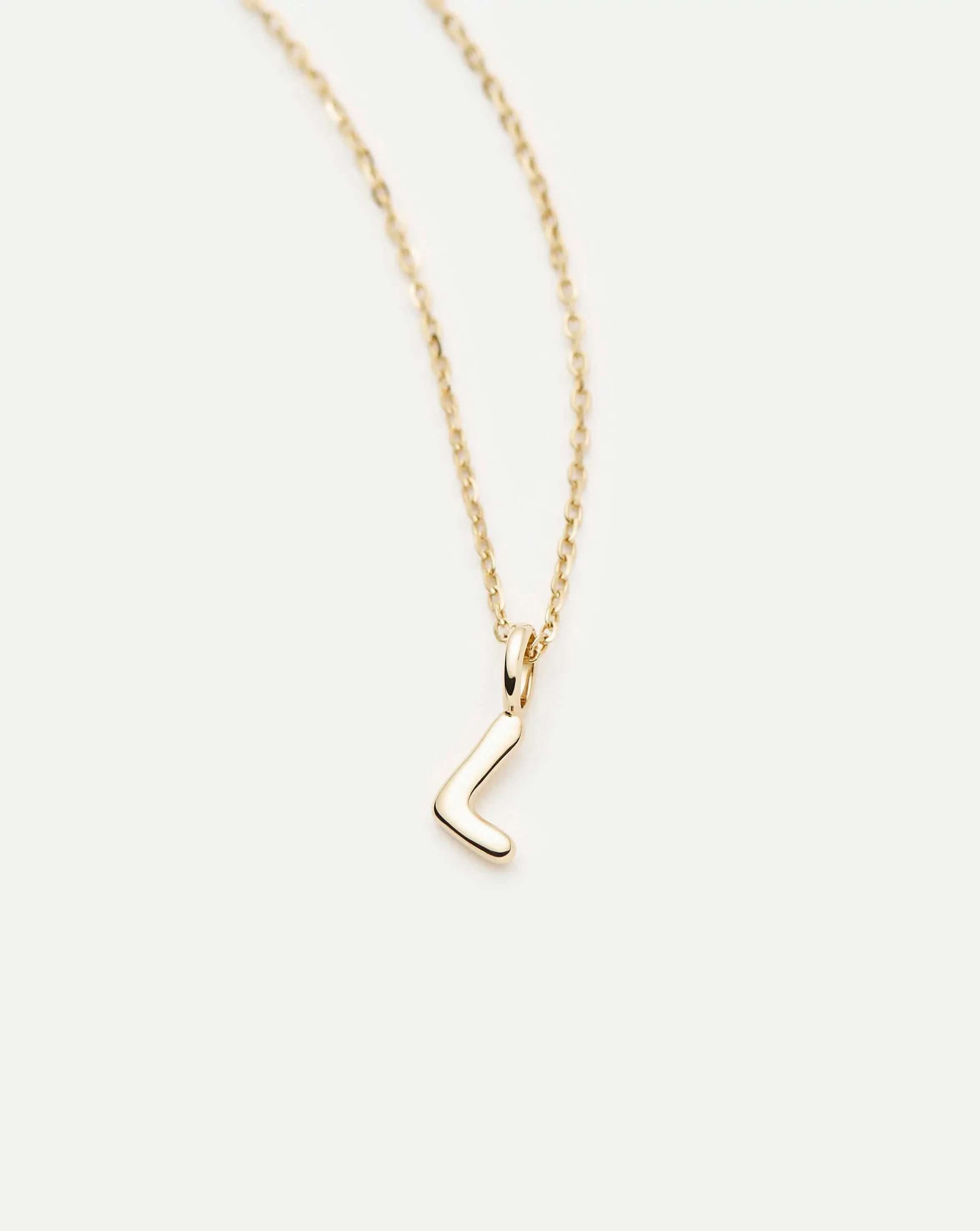 Solid Gold Initial Mini Pendant Necklace - L | 14k Solid Gold - Image 4