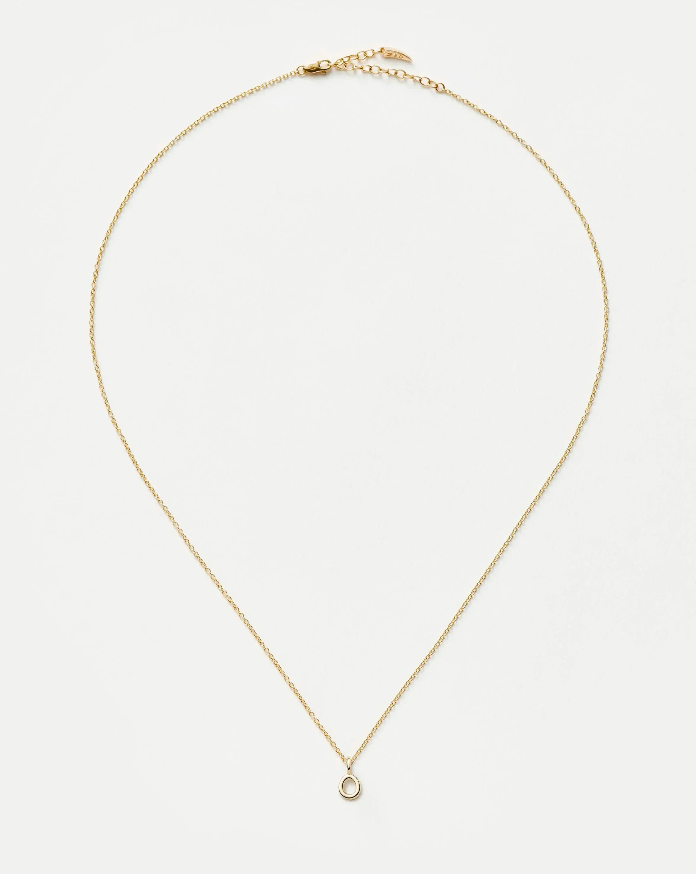 Solid Gold Initial Mini Pendant Necklace - O | 14k Solid Gold - Image 3