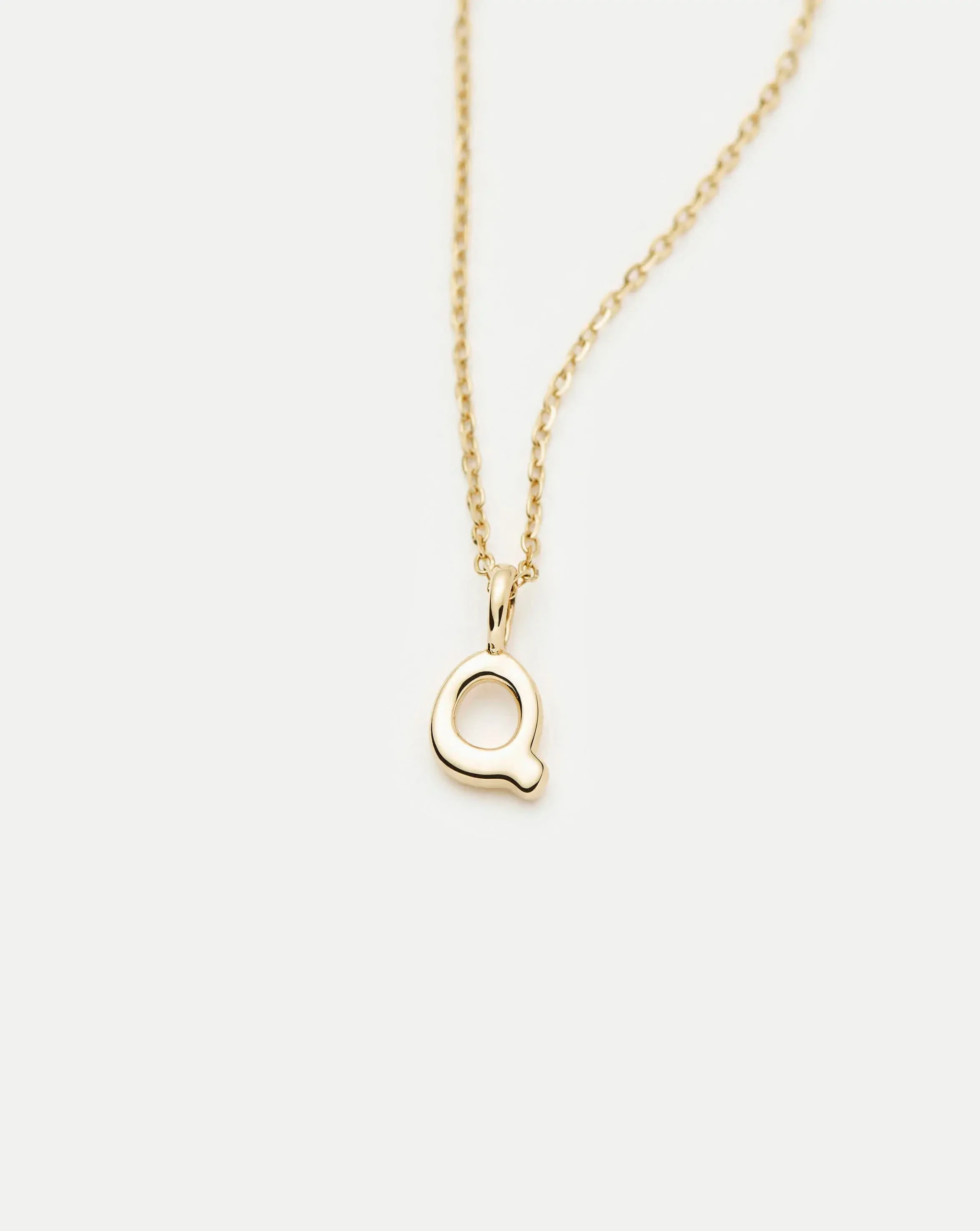 Solid Gold Initial Mini Pendant Necklace - Q | 14k Solid Gold - Image 2
