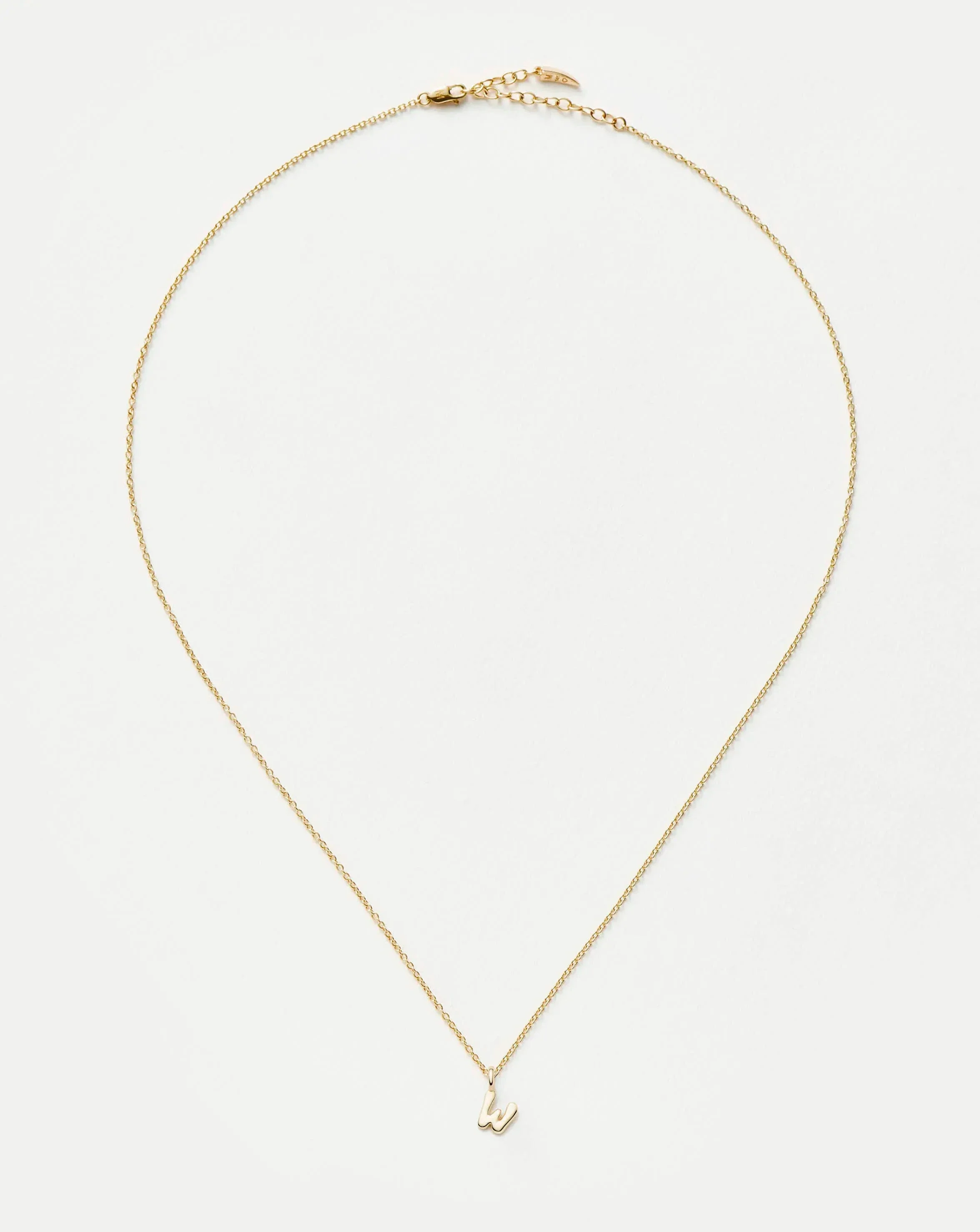 Solid Gold Initial Mini Pendant Necklace - W | 14k Solid Gold - Image 3
